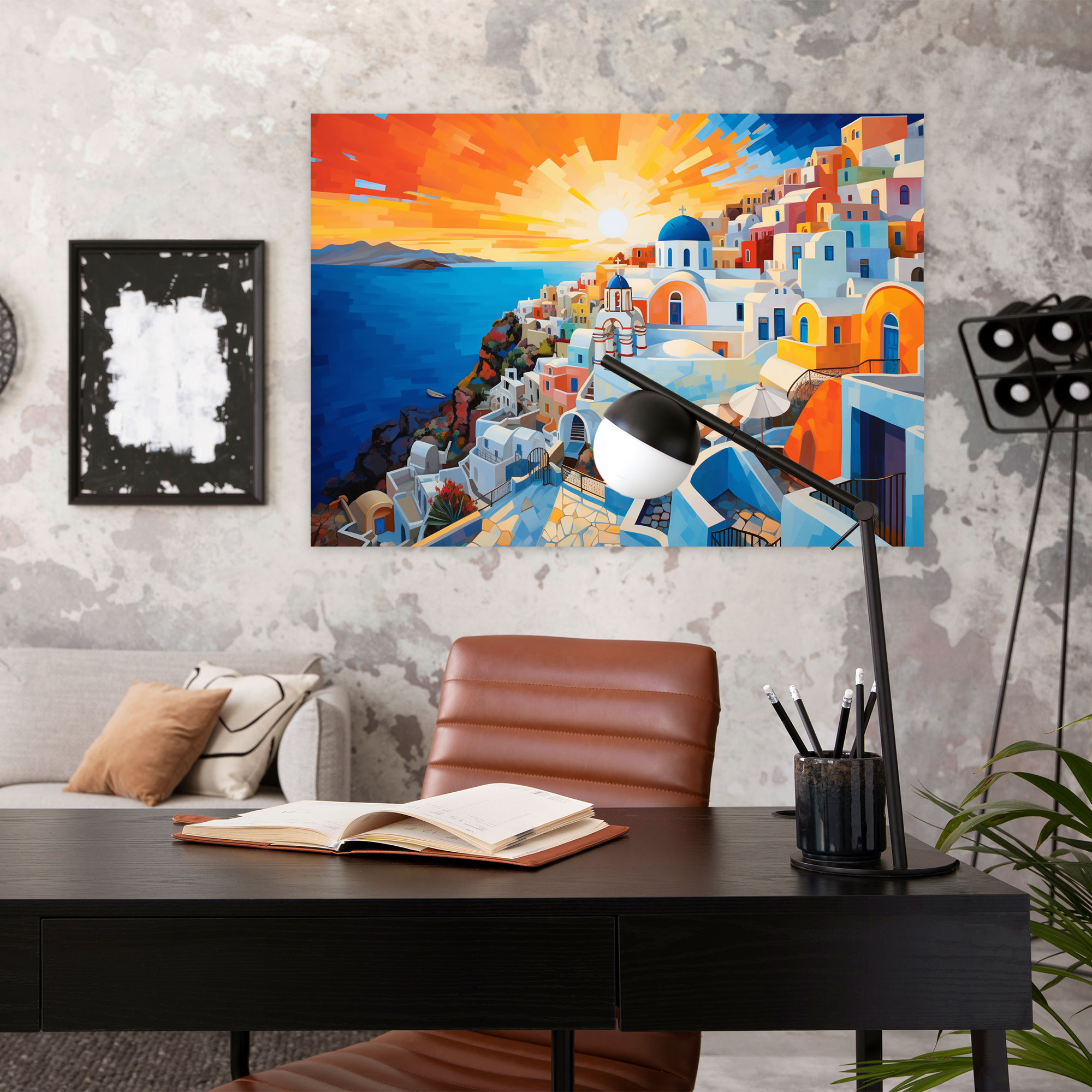 Santorini Canvas Print - Colorful Abstract Sunset Wall Art - Santorini, Canvas Wall Art, Transform, Sunset