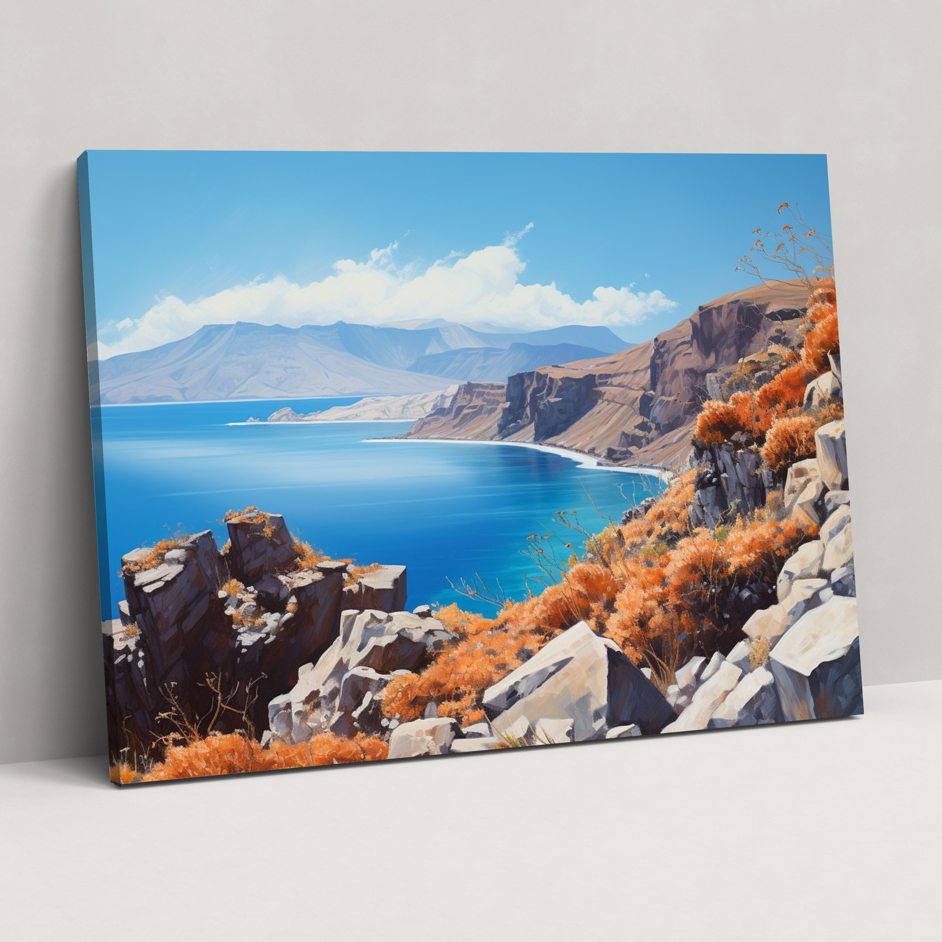 Santorini Wall Art - Contemporary Caldera Oil Painting - Santorini, Canvas Wall Art, Captivating, Santorini