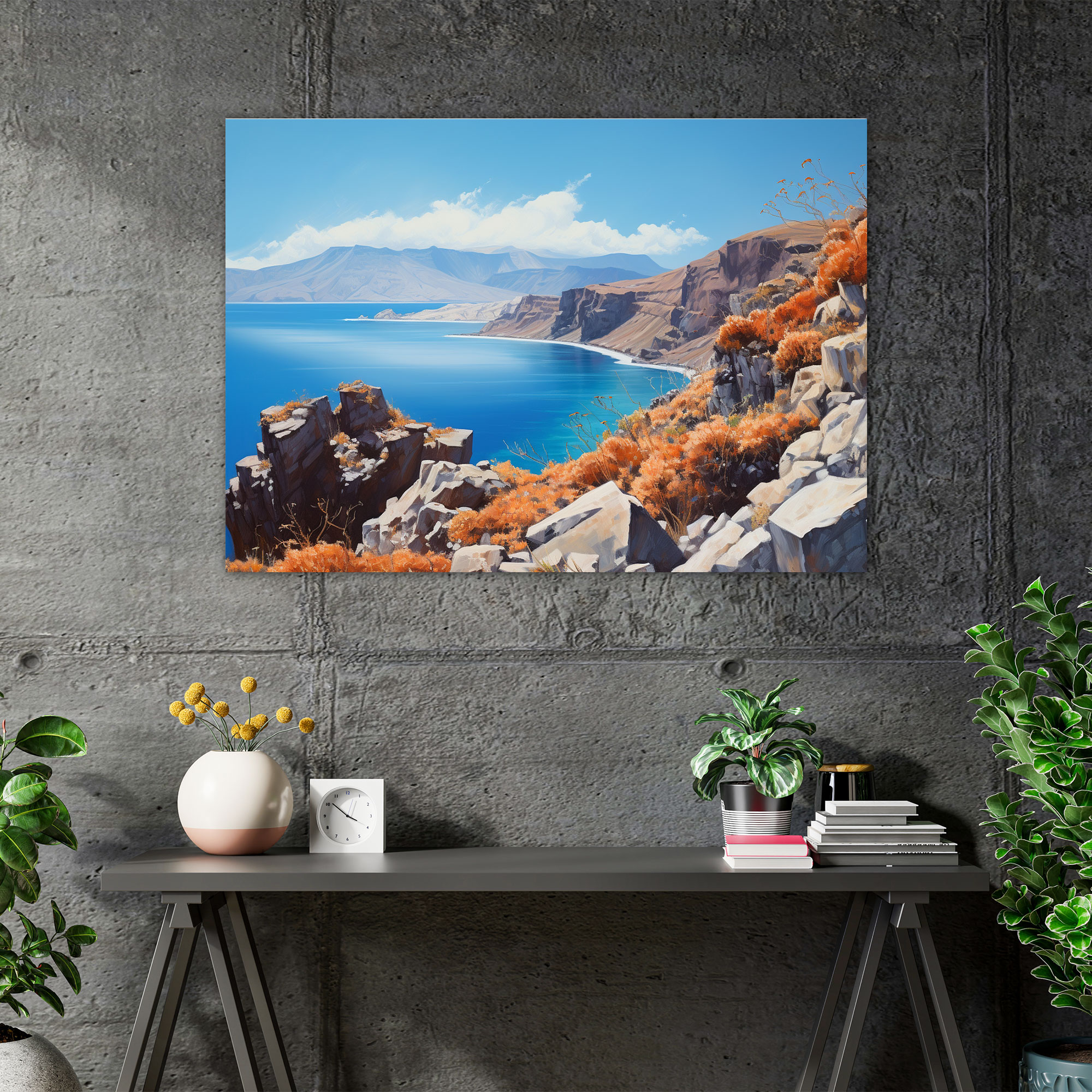 Santorini Wall Art - Contemporary Caldera Oil Painting - Santorini, Canvas Wall Art, Captivating, Santorini