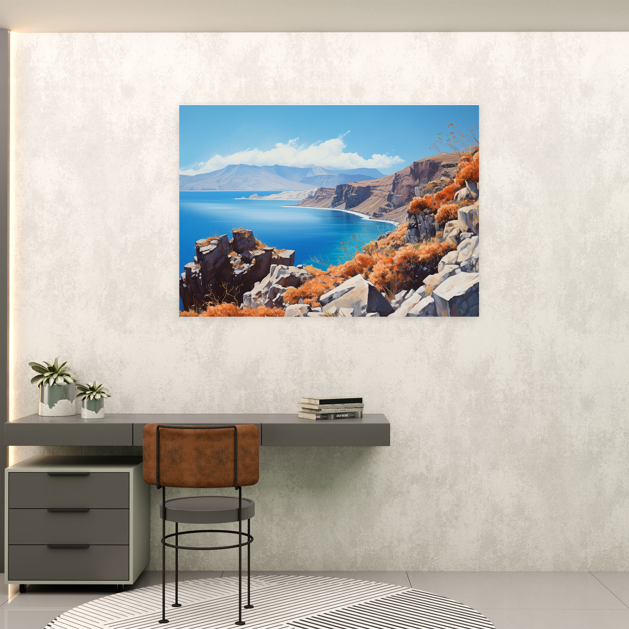Santorini Wall Art - Contemporary Caldera Oil Painting - Santorini, Canvas Wall Art, Captivating, Santorini