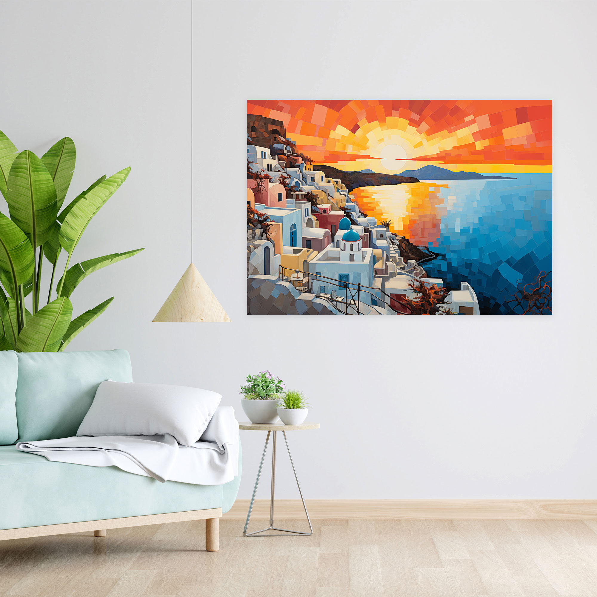 Santorini Canvas Print - Modern Abstract Wall Art - Santorini, Canvas Wall Art, Canvas Print, Home Decoration