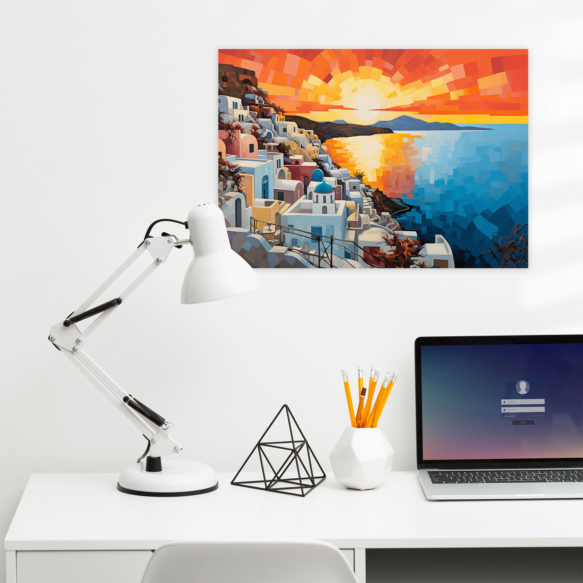 Santorini Canvas Print - Modern Abstract Wall Art - Santorini, Canvas Wall Art, Canvas Print, Home Decoration