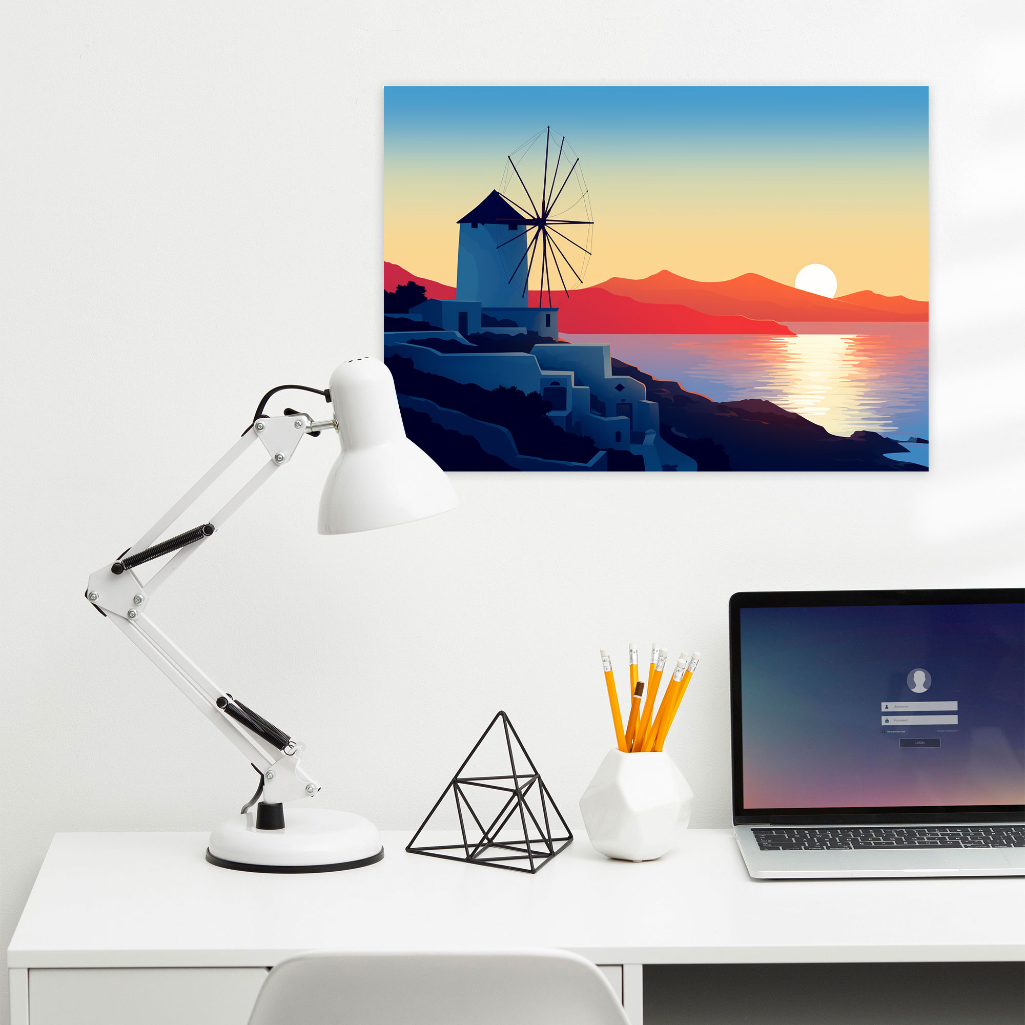 Santorini Canvas Print - Minimalist Wall Art - Santorini, Santorini Windmill, Santorini, Home Decoration