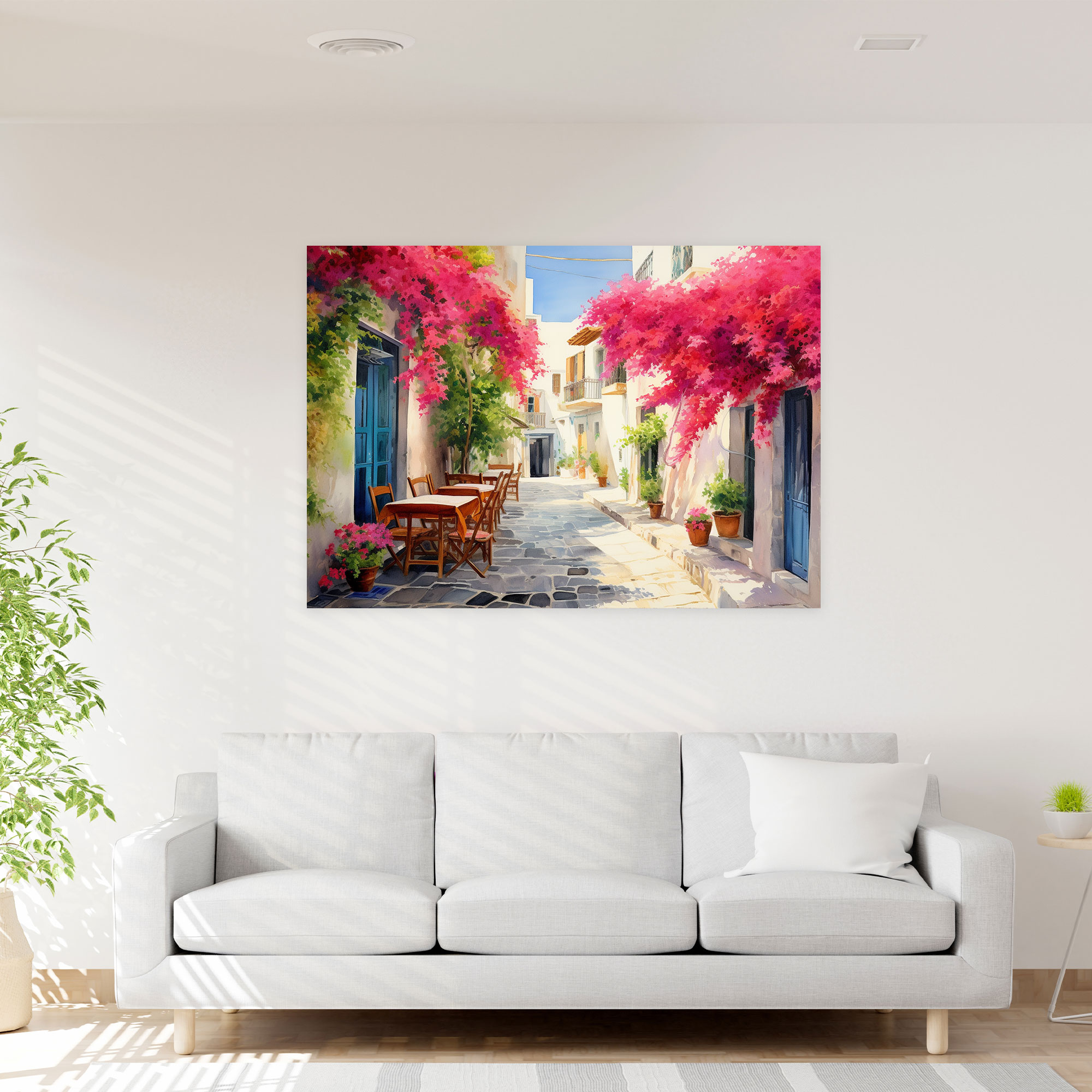 Santorini Wall Decoration - Watercolor Painting - Santorini, Santorini, Canvas Wall Art, Wall Art