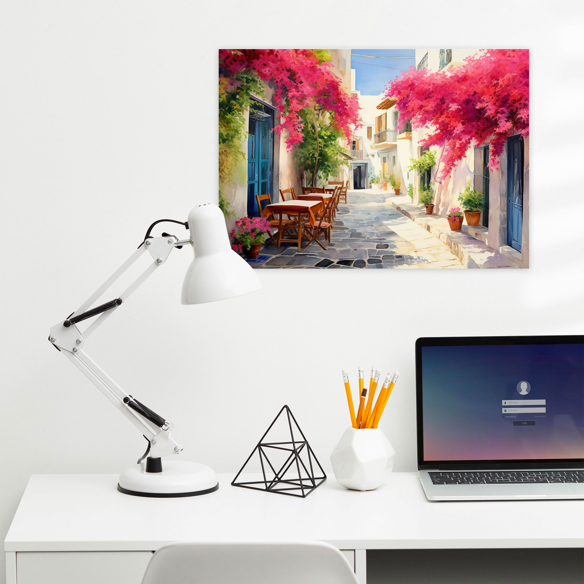 Santorini Wall Decoration - Watercolor Painting - Santorini, Santorini, Canvas Wall Art, Wall Art