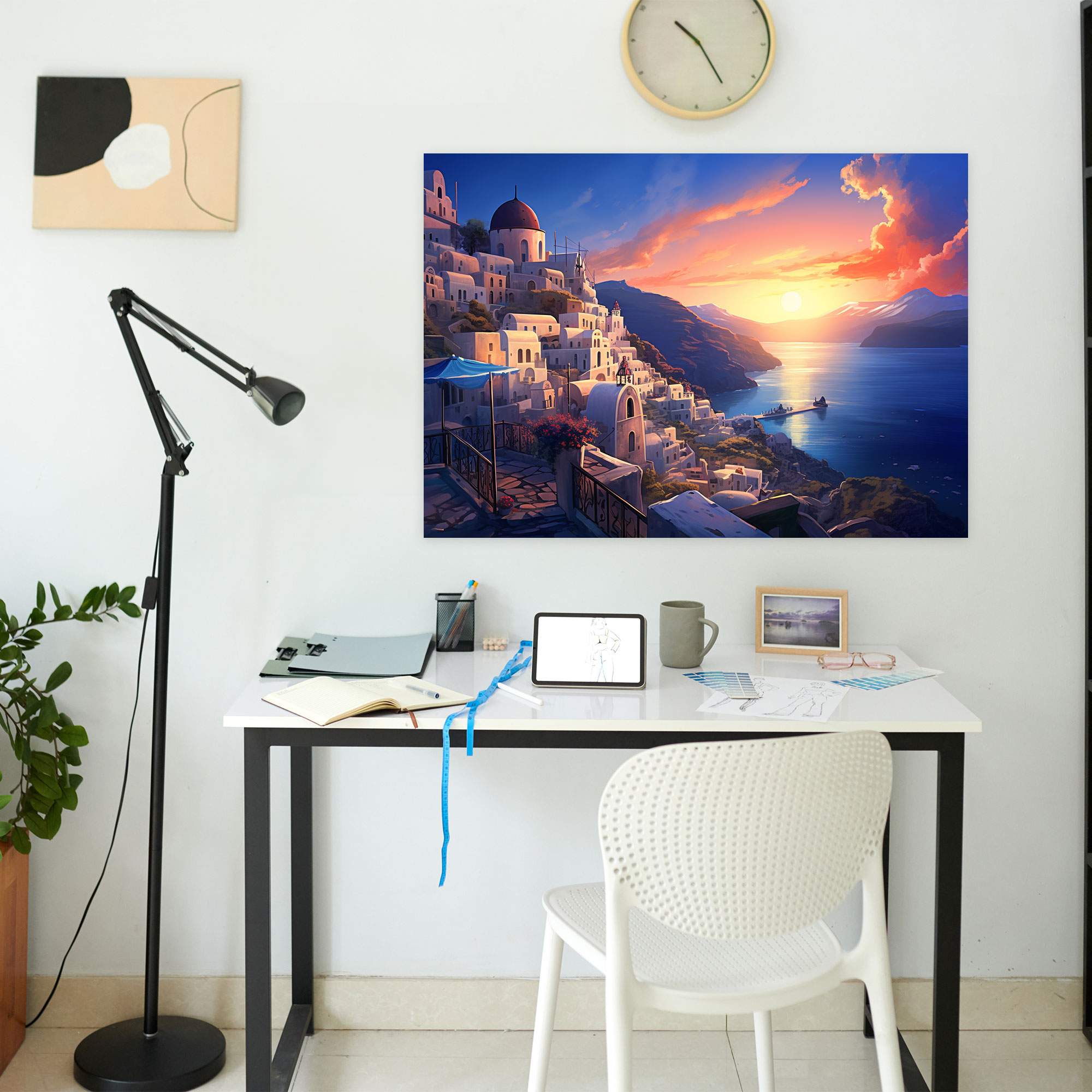 Santorini Canvas Print - Digital Illustration Wall Art - Santorini, Fantasy, Wall Art, Canvas