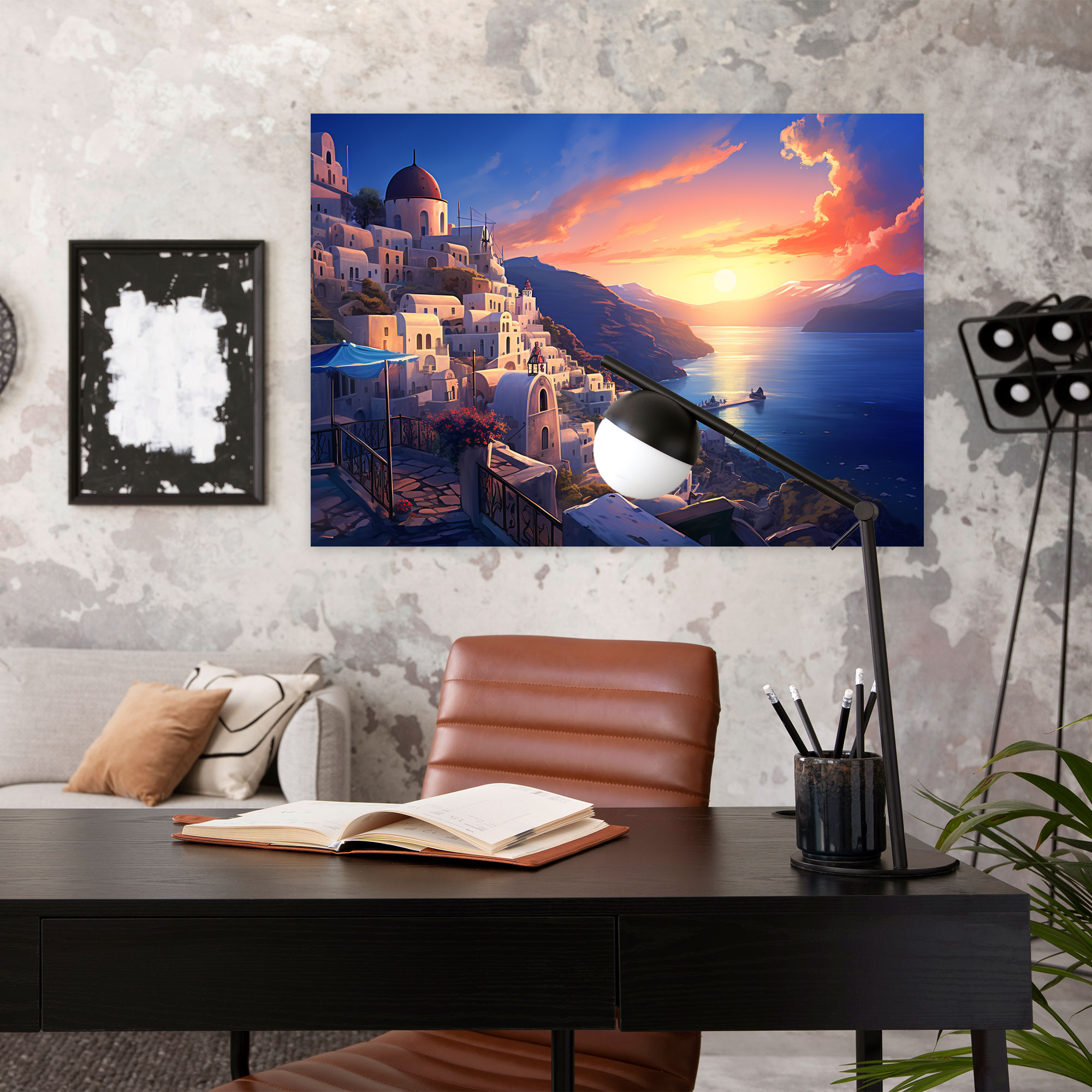 Santorini Canvas Print - Digital Illustration Wall Art - Santorini, Fantasy, Wall Art, Canvas