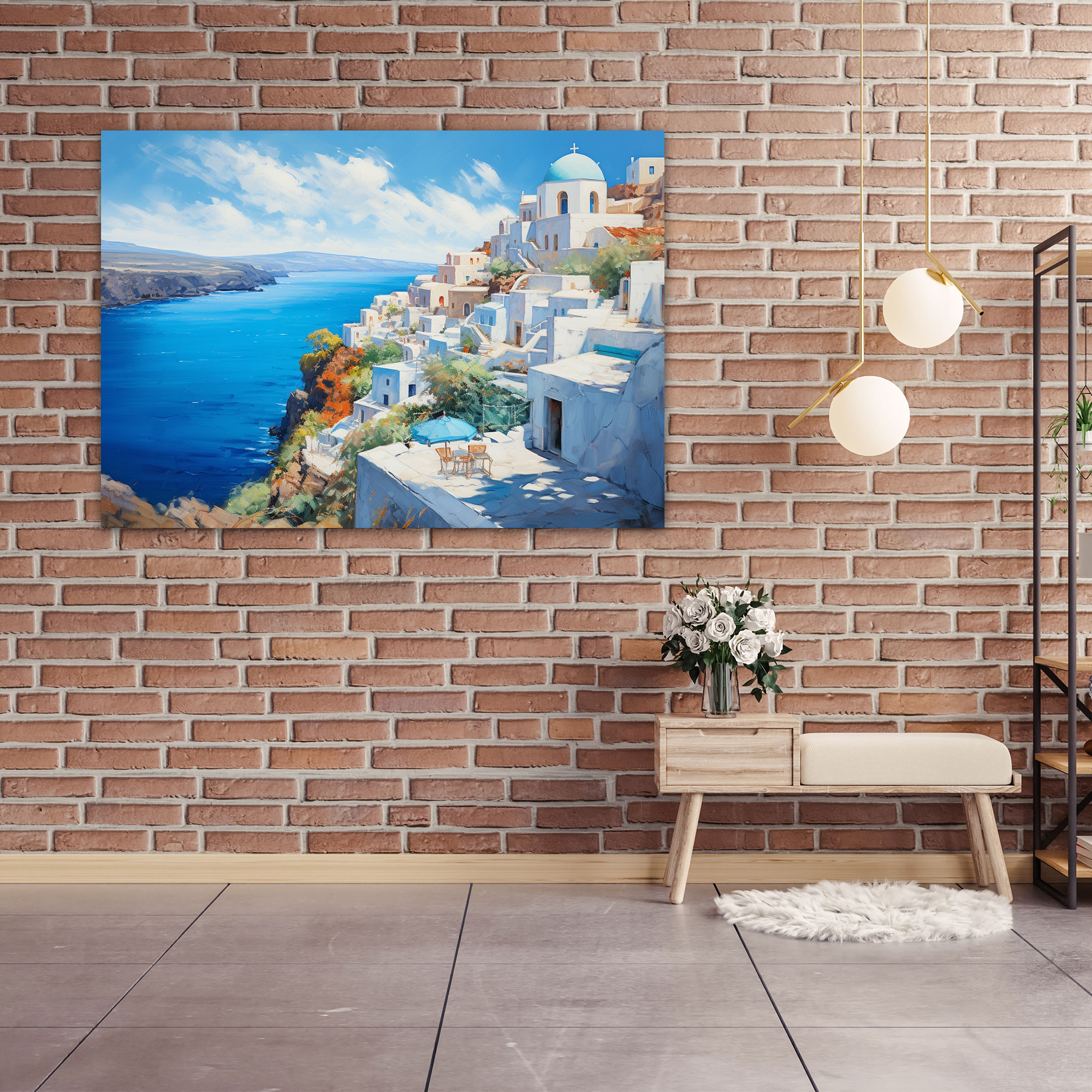 Santorini Wall Art - Realistic Oil Painting - Santorini, Wall Art, Wall Decoration, Home Decoration