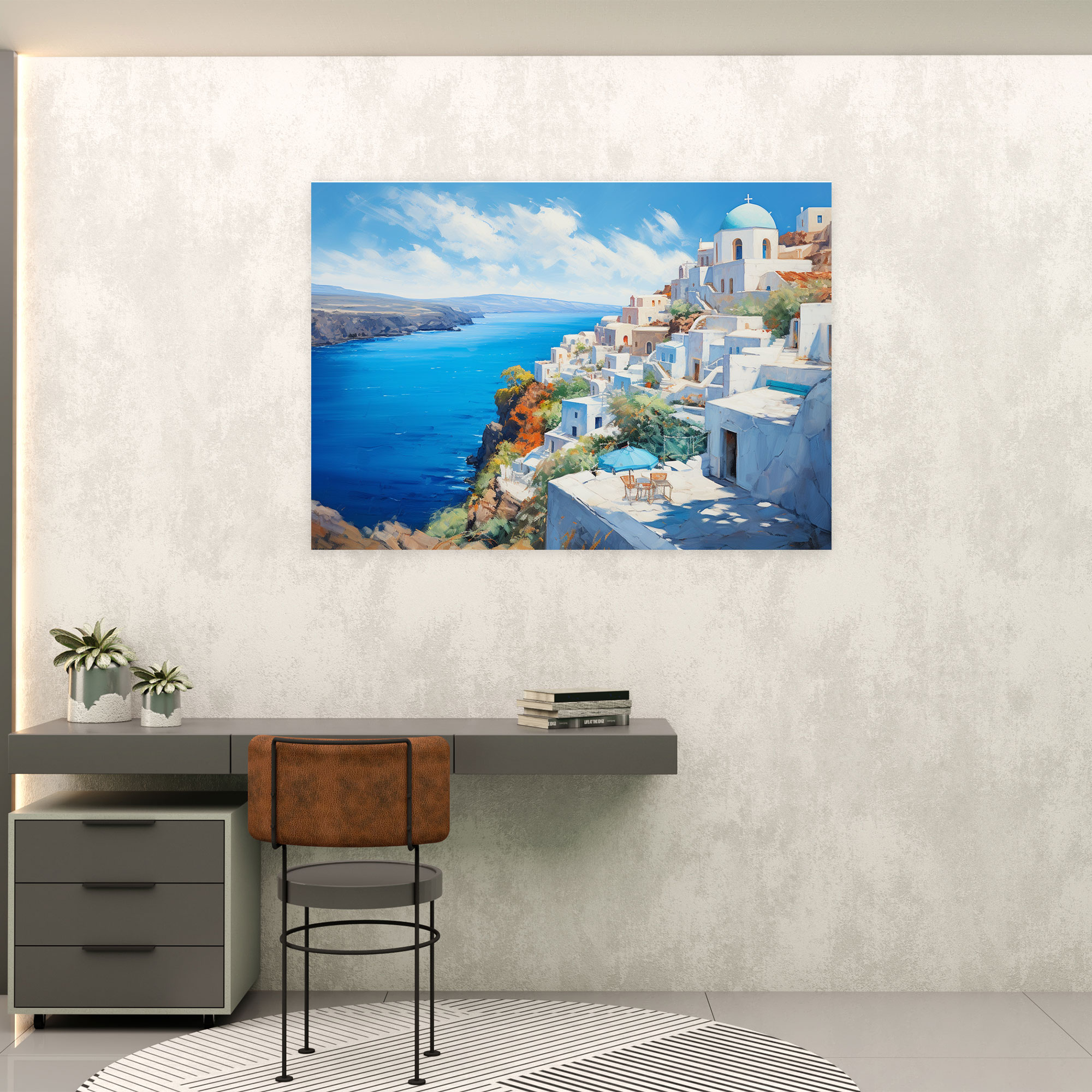 Santorini Wall Art - Realistic Oil Painting - Santorini, Wall Art, Wall Decoration, Home Decoration