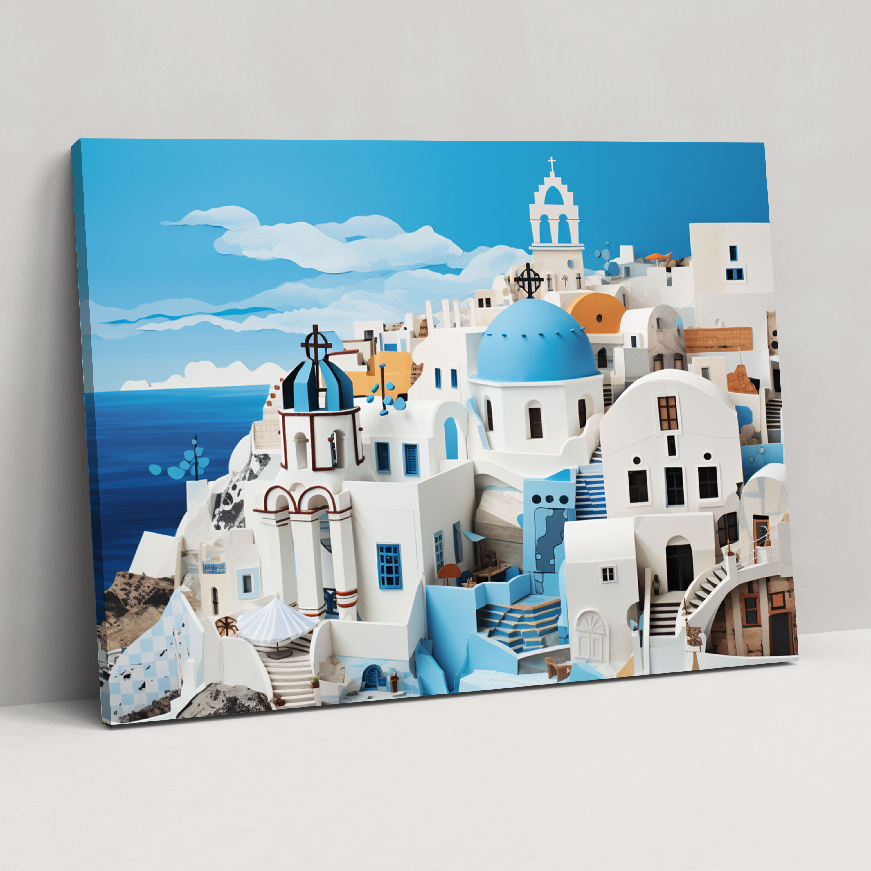 Santorini Canvas Print - Collage Wall Art - Santorini, Home Decoration, Collage Artwork, Wall Art
