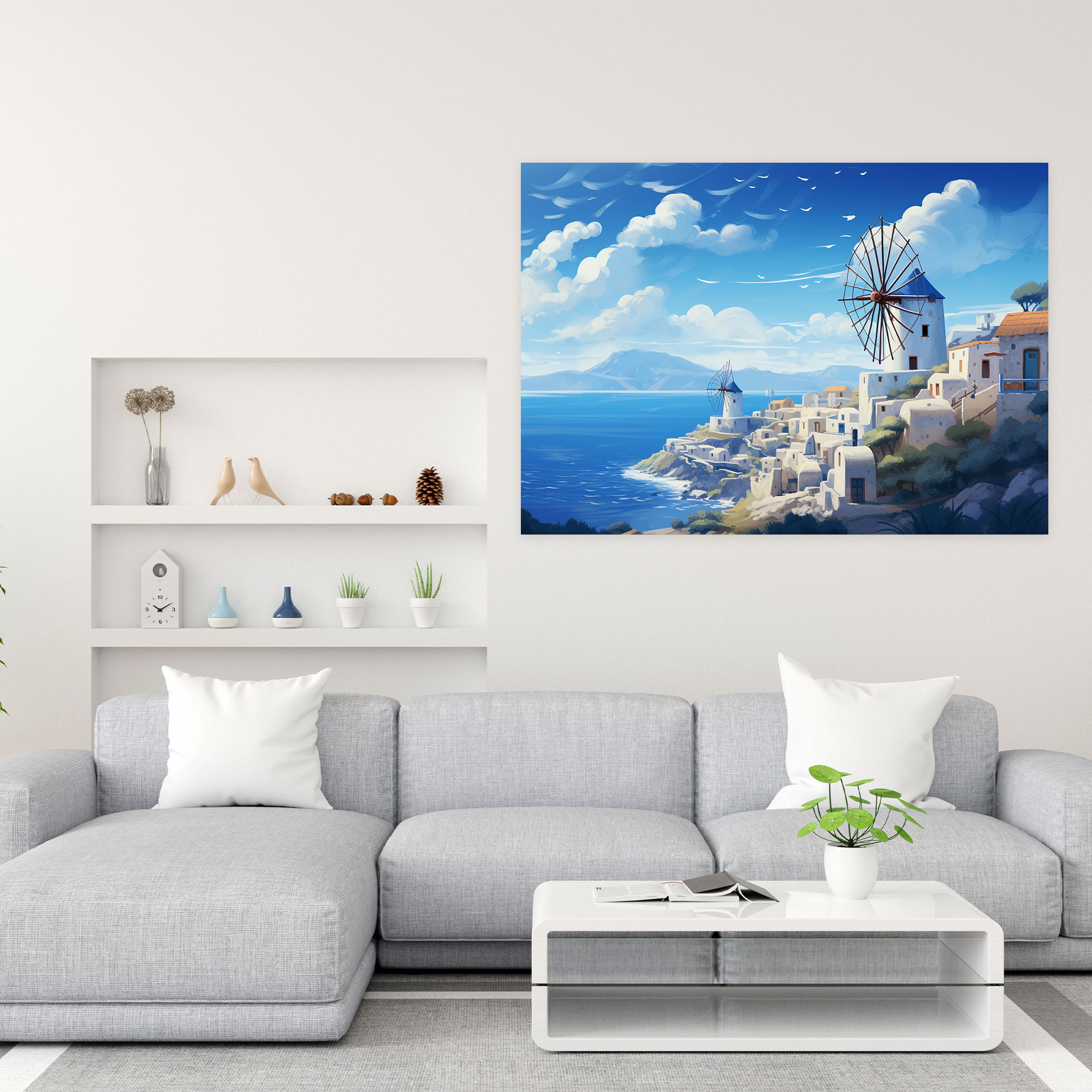 Santorini Canvas Print - Santorini, Home Decoration, Dreamy Backdrop, Canvas Print