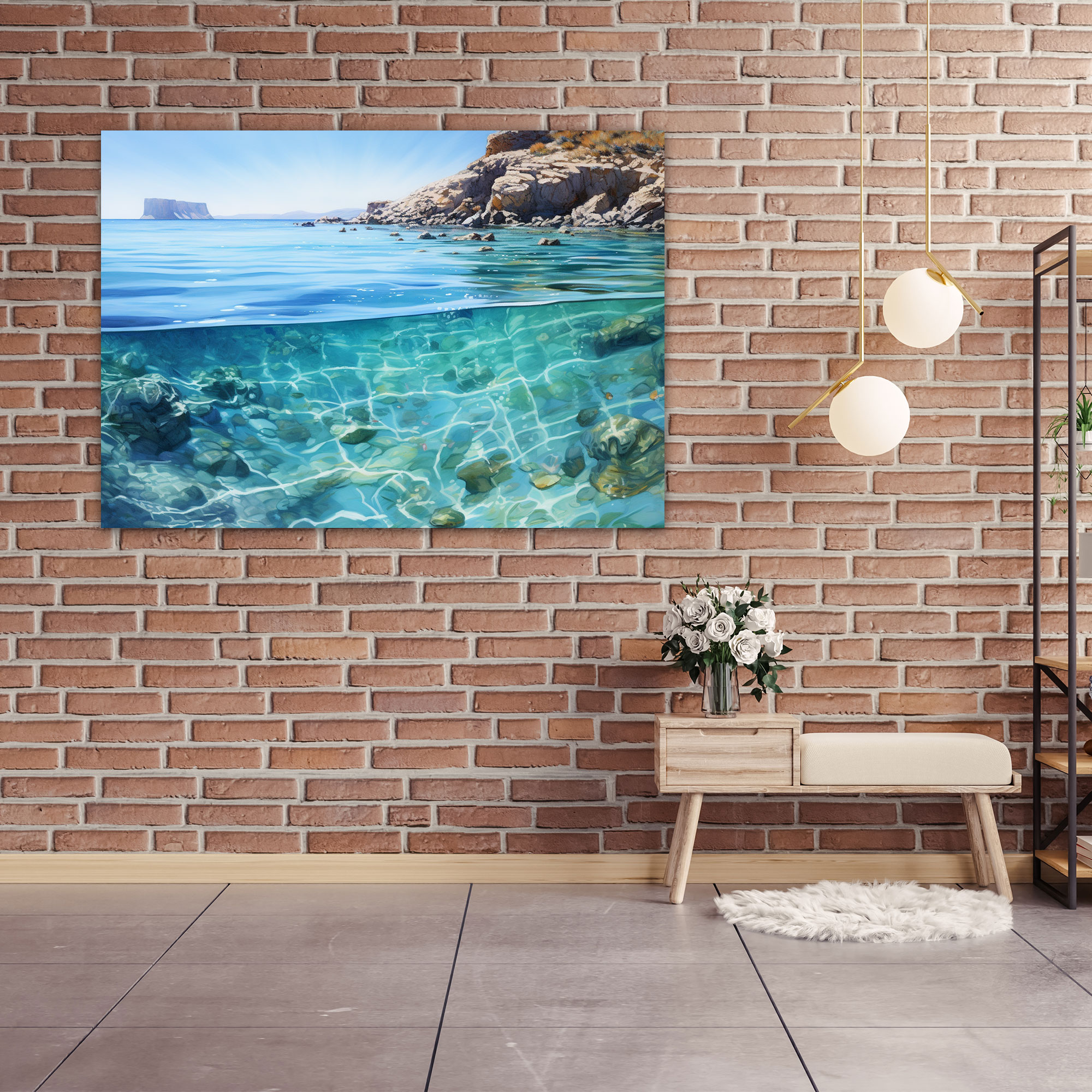 Santorini Seascape Wall Art - Santorini, Santorini, Crystal Clear Waters, Home Decoration