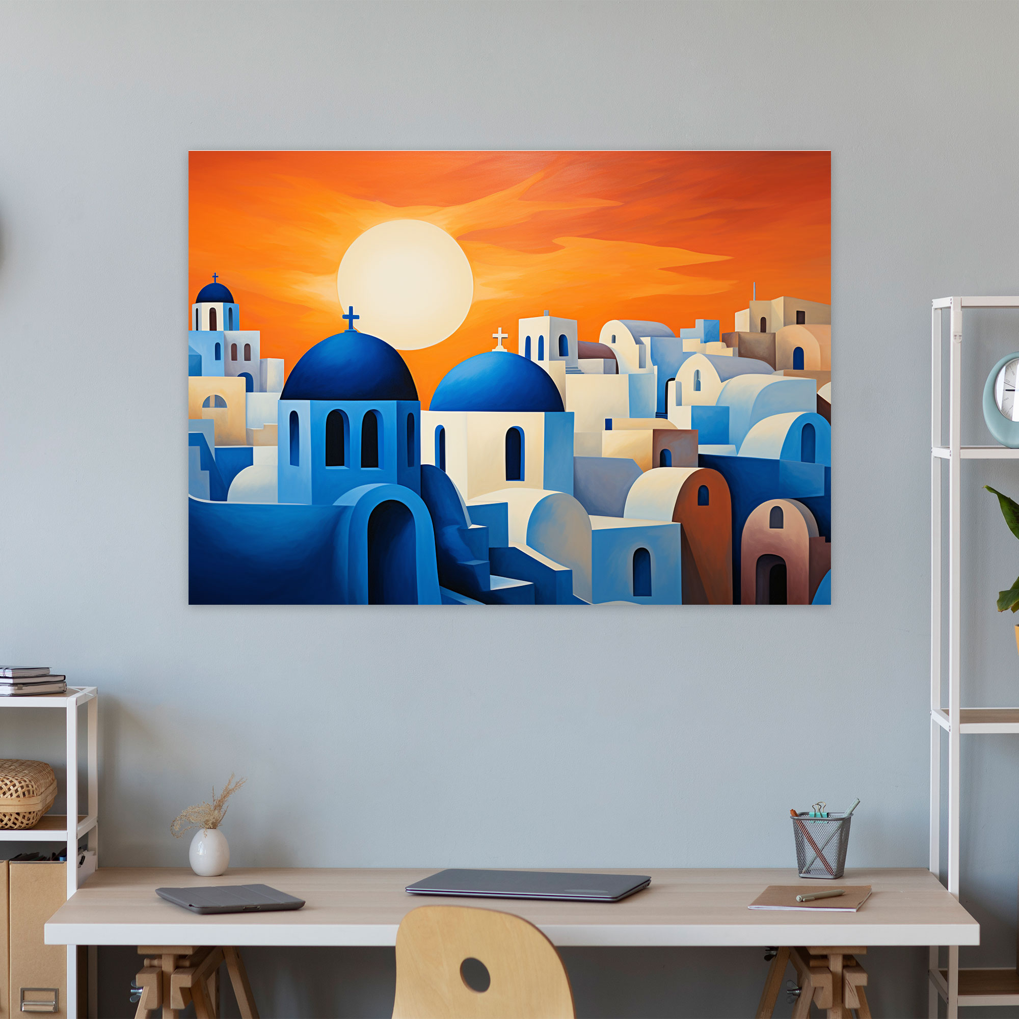 Santorini Canvas Print - Minimalist Abstract Wall Art - Santorini, Sunset, Abstract Painting, Home Decoration