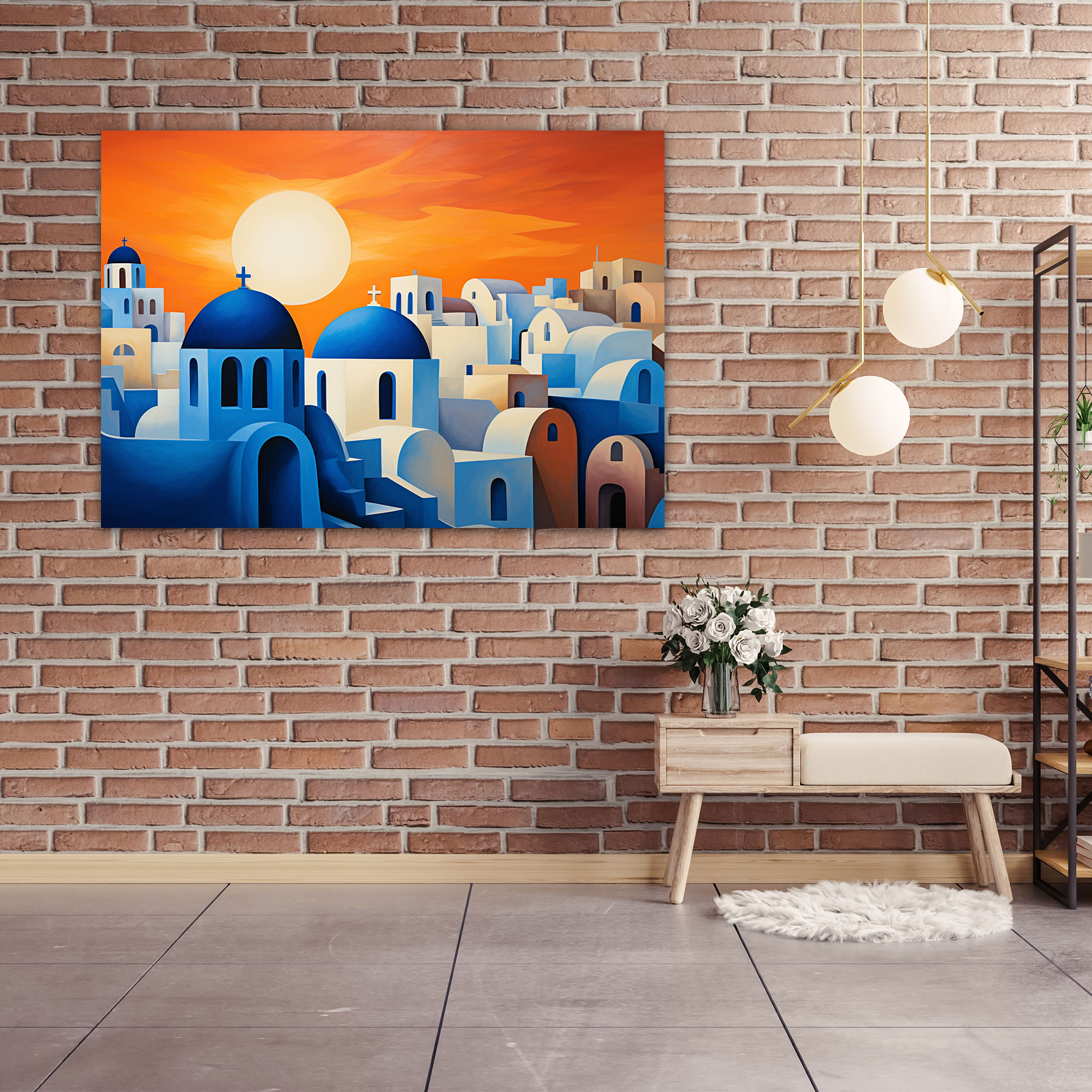 Santorini Canvas Print - Minimalist Abstract Wall Art - Santorini, Sunset, Abstract Painting, Home Decoration