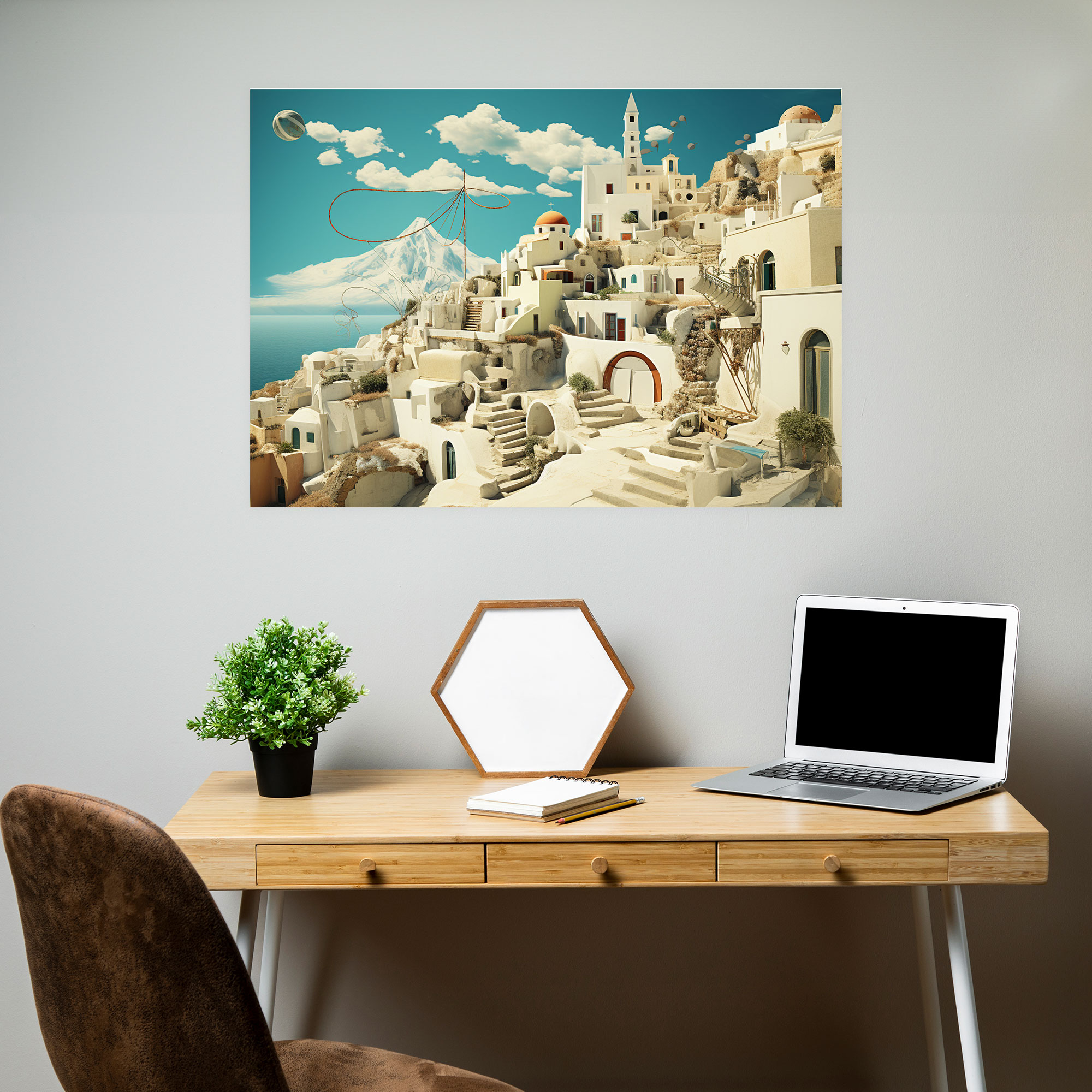 Santorini Wall Art - Surreal Collage Canvas Print - Santorini, Canvas, Canvas Wall Art, Whimsical