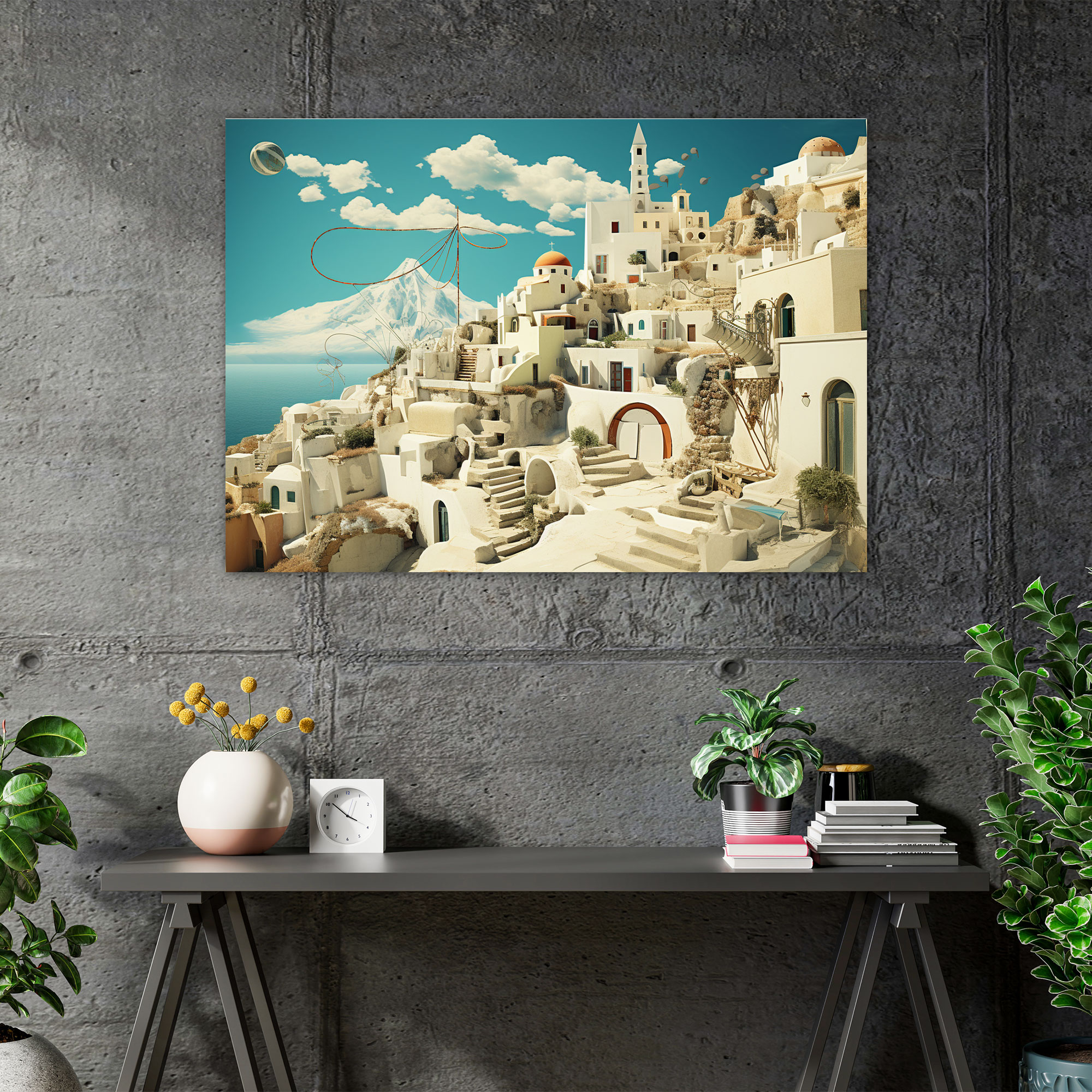 Santorini Wall Art - Surreal Collage Canvas Print - Santorini, Canvas, Canvas Wall Art, Whimsical