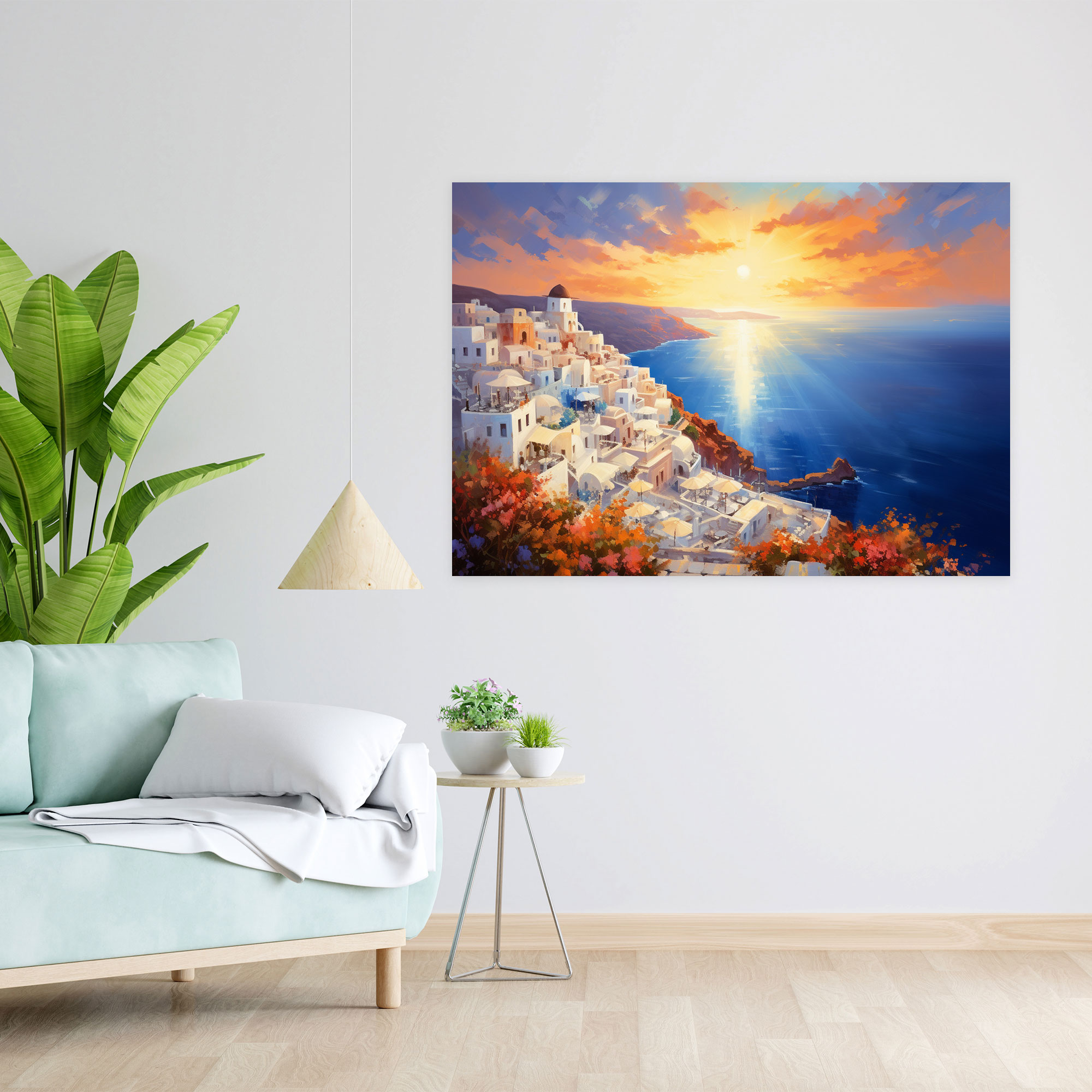 Santorini Wall Art - Romantic Sunset Canvas Print - Santorini, Canvas Print, Wall Decoration, Canvas Wall Art