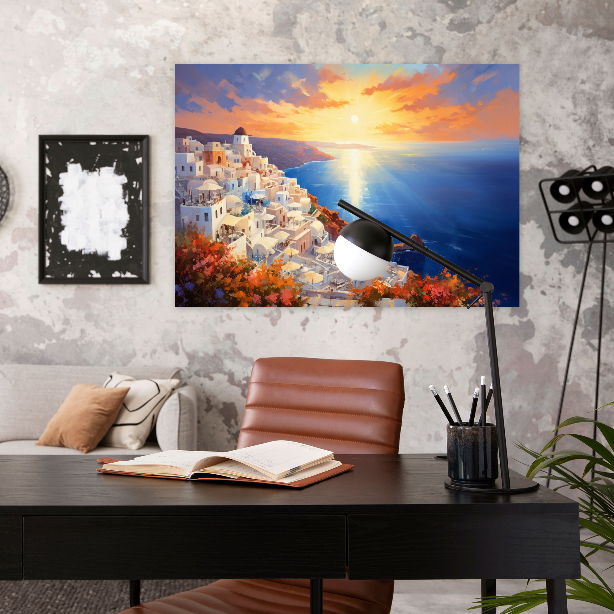 Santorini Wall Art - Romantic Sunset Canvas Print - Santorini, Canvas Print, Wall Decoration, Canvas Wall Art