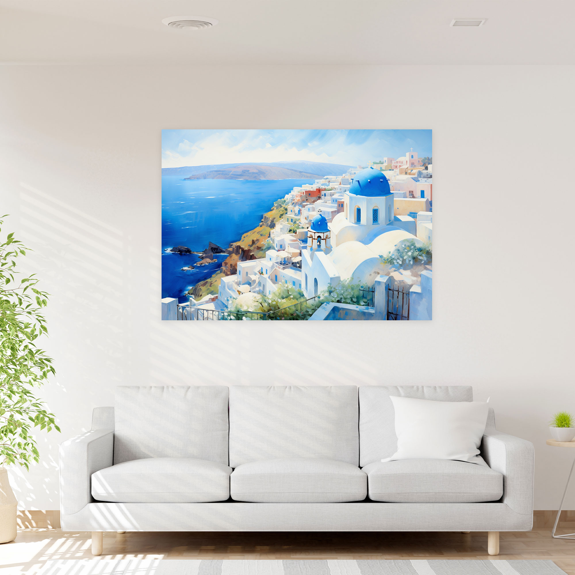 Santorini Canvas Wall Art - Santorini, Wall Decoration, Wall Art, Blue-Domed Churches