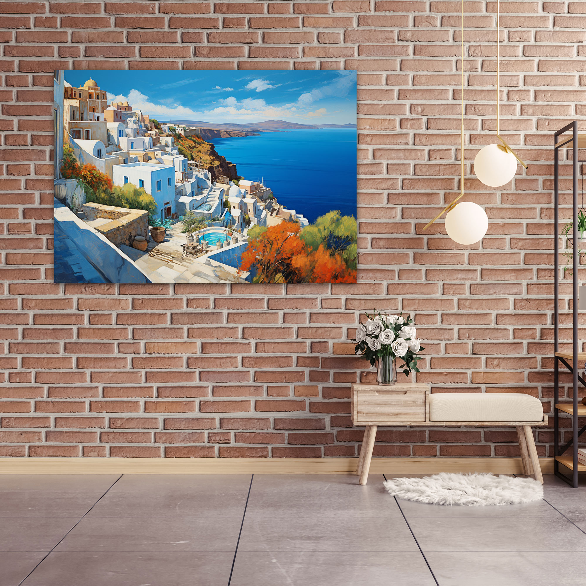 Santorini Wall Decoration - Santorini, Oil Painting, Wall Decoration, Canvas Wall Art