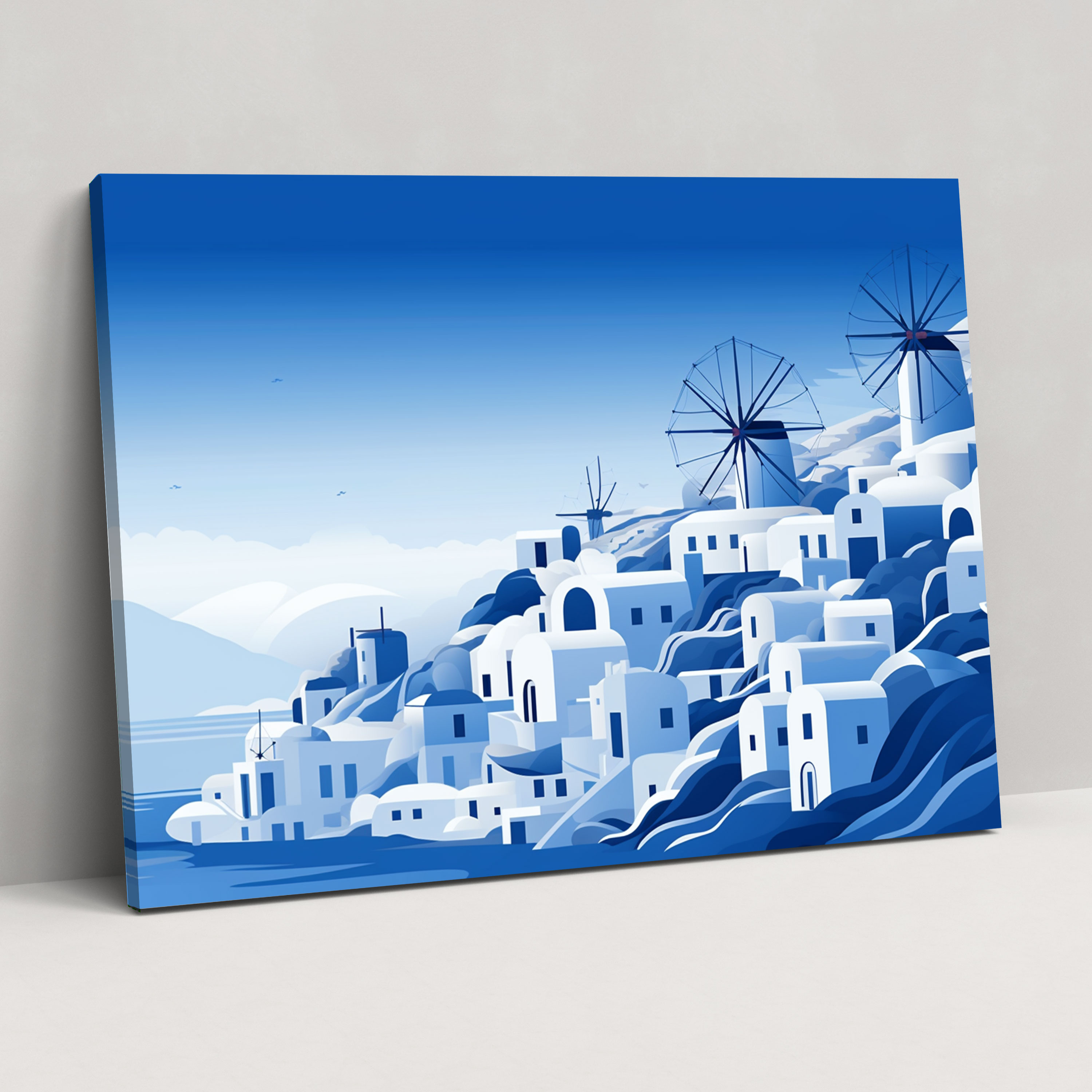 Santorini Canvas Art - Santorini, Home Decoration, Wall Art, Windmills