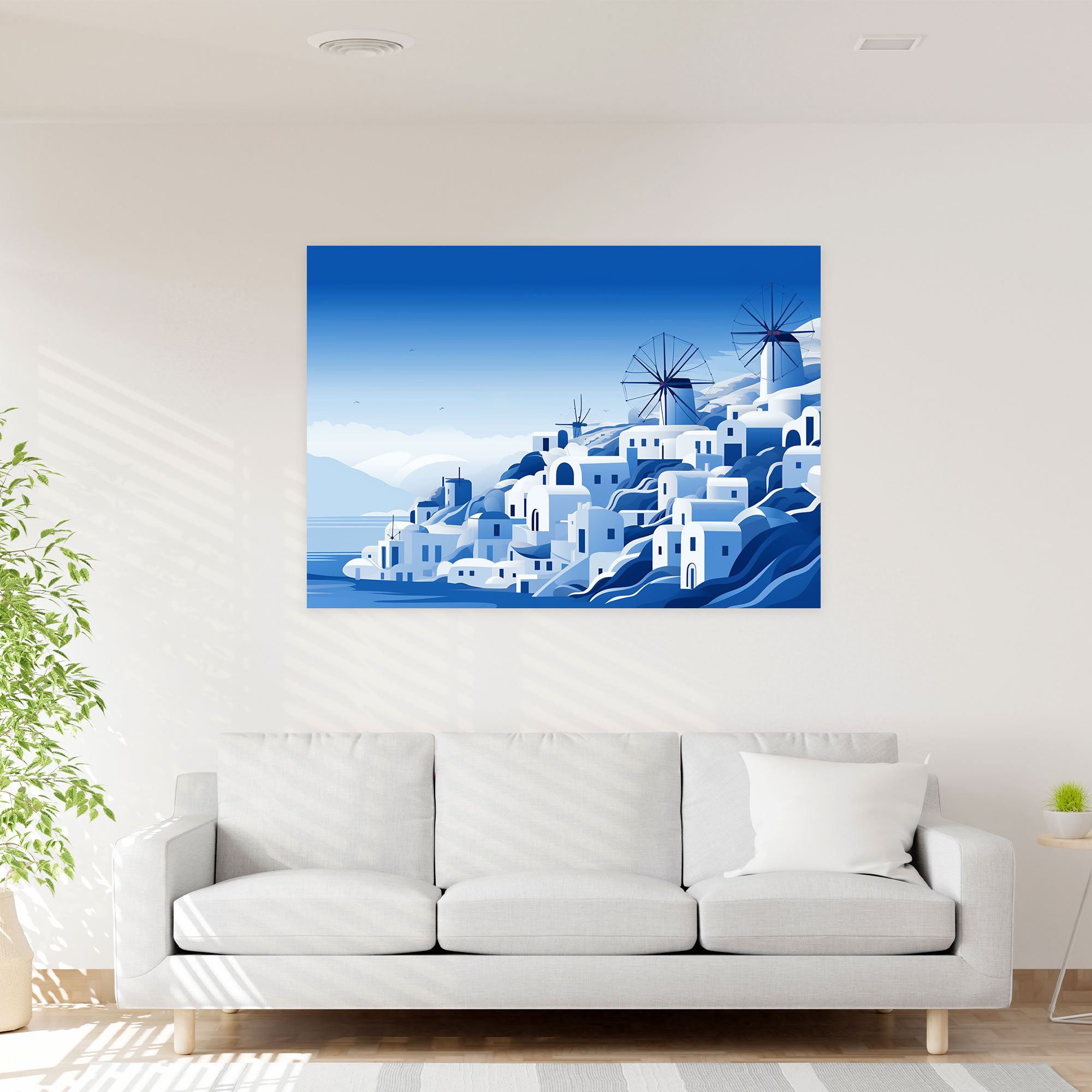 Santorini Canvas Art - Santorini, Home Decoration, Wall Art, Windmills