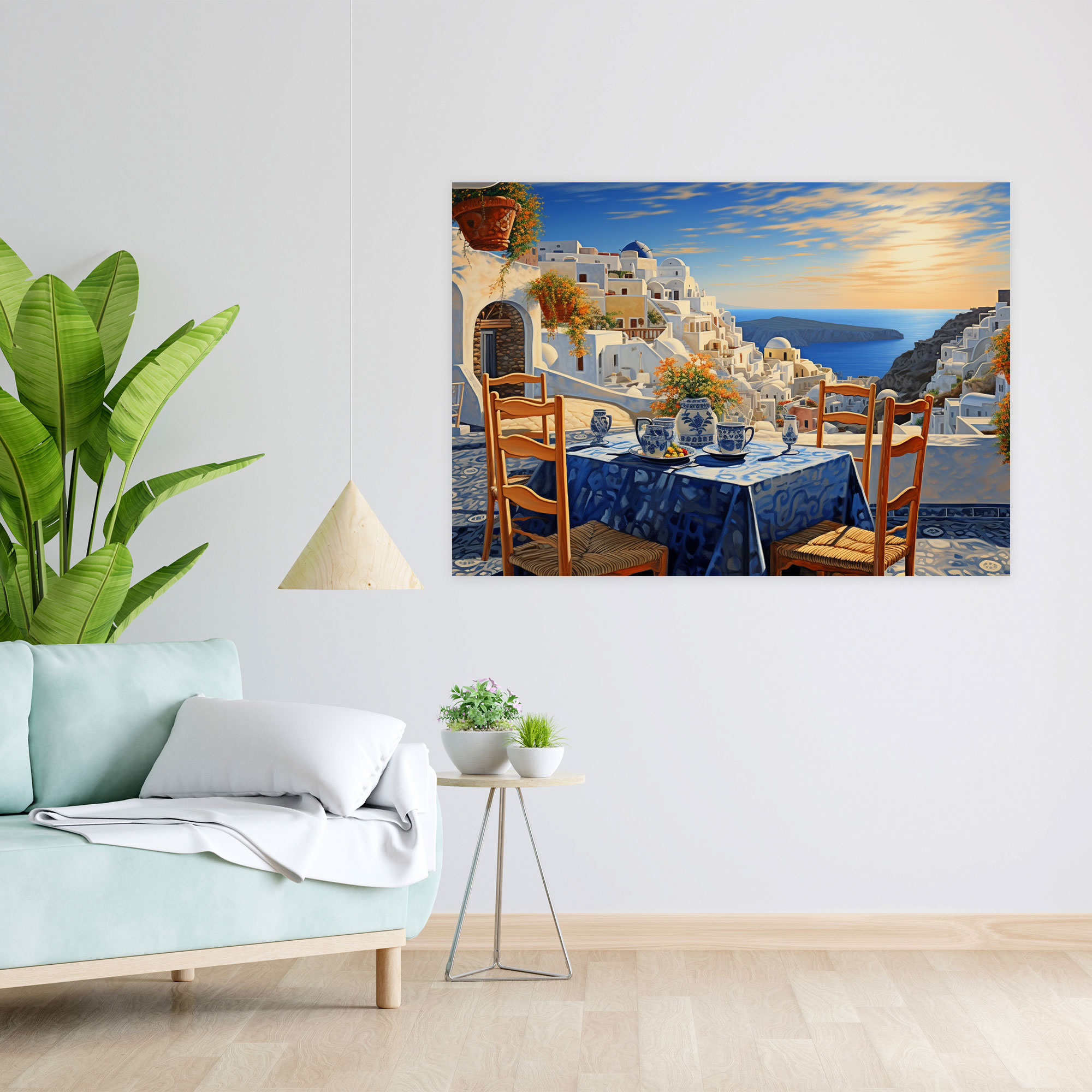Santorini Wall Decor - Santorini, Canvas, Canvas Print, Romantic Dinner Setting