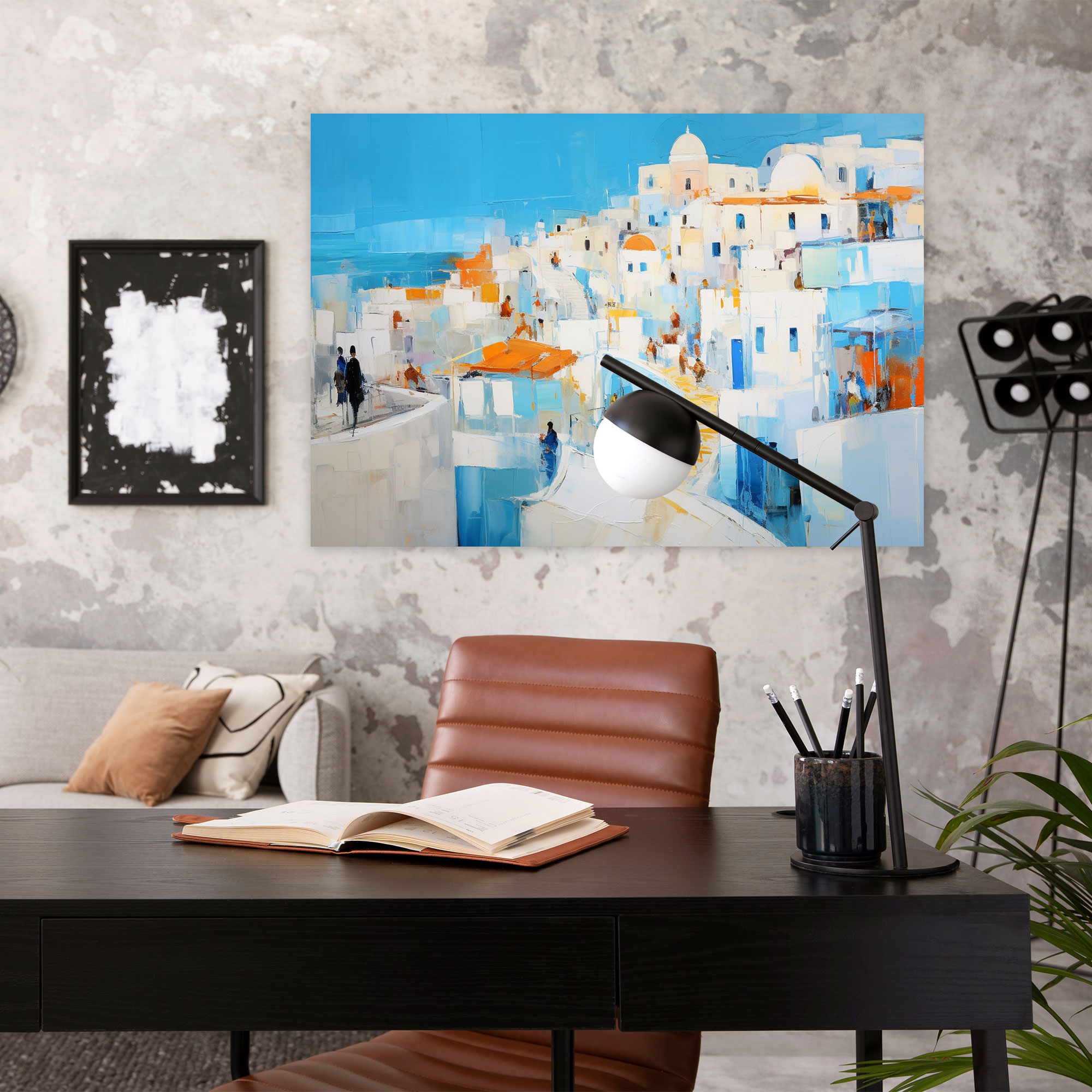 Santorini Wall Art - Santorini, Abstract Expressionist Painting, Wall Decoration, Wall Art