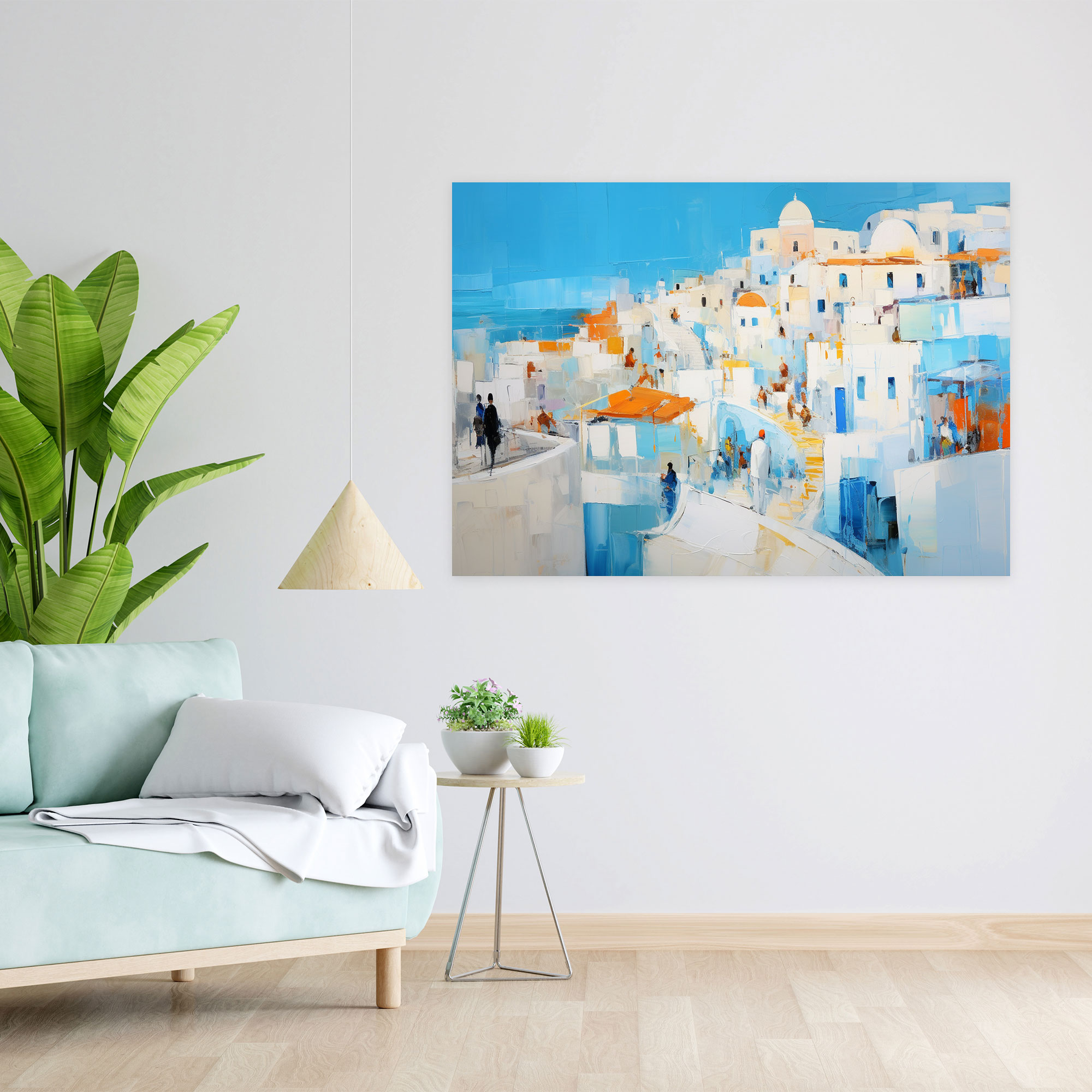 Santorini Wall Art - Santorini, Abstract Expressionist Painting, Wall Decoration, Wall Art