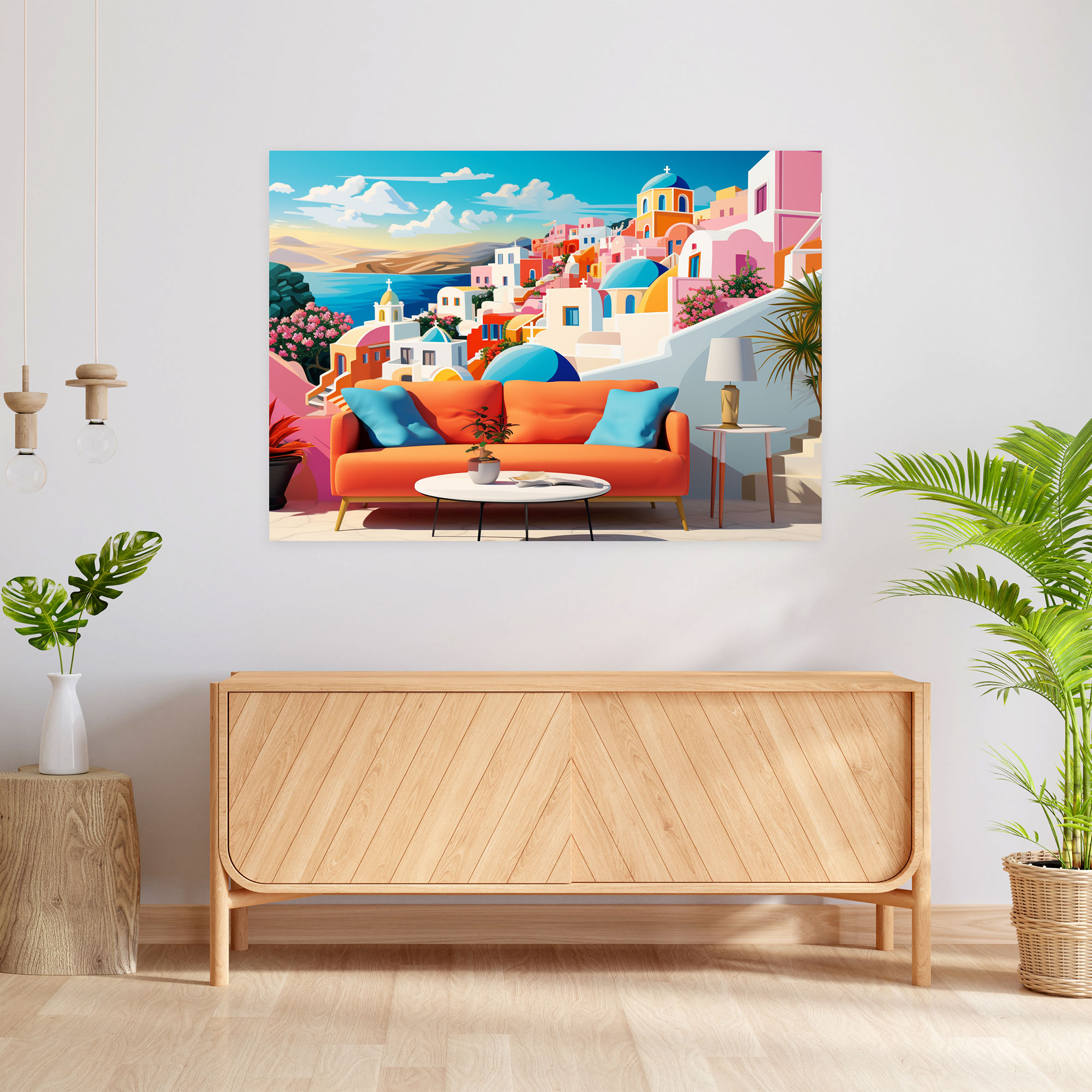 Santorini Canvas Wall Decoration - Santorini, Landmarks, Santorini, Canvas Print