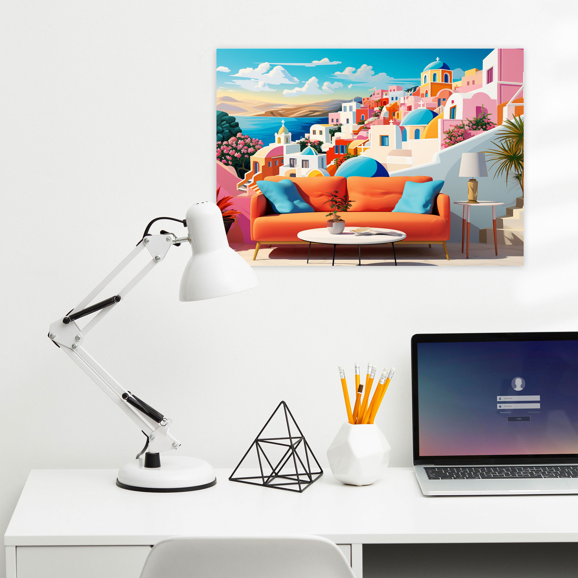Santorini Canvas Wall Decoration - Santorini, Landmarks, Santorini, Canvas Print