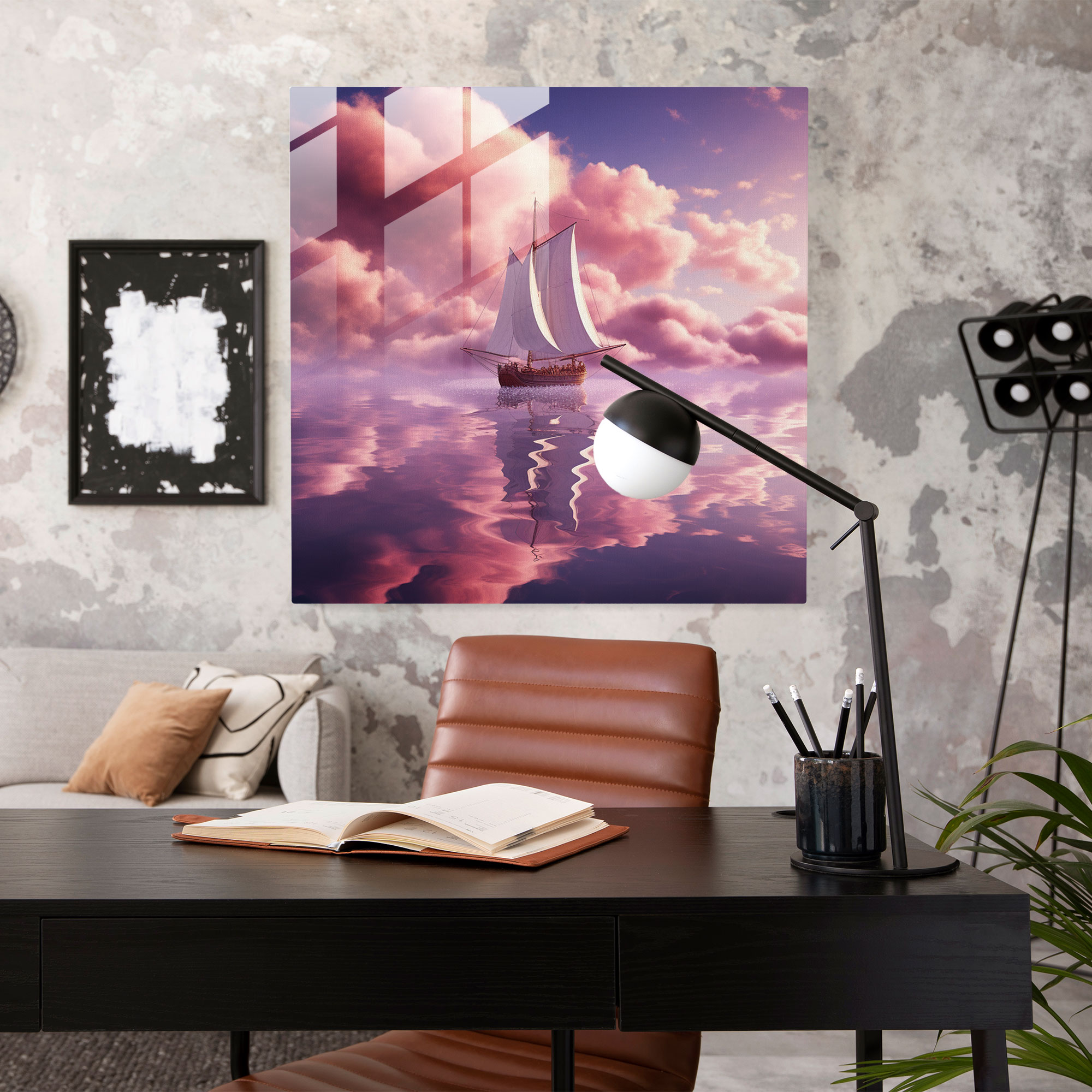 Floating Dreams Sailboat Glass Print - Sailboat, Modern Art, Glass Print, Wall Decoration