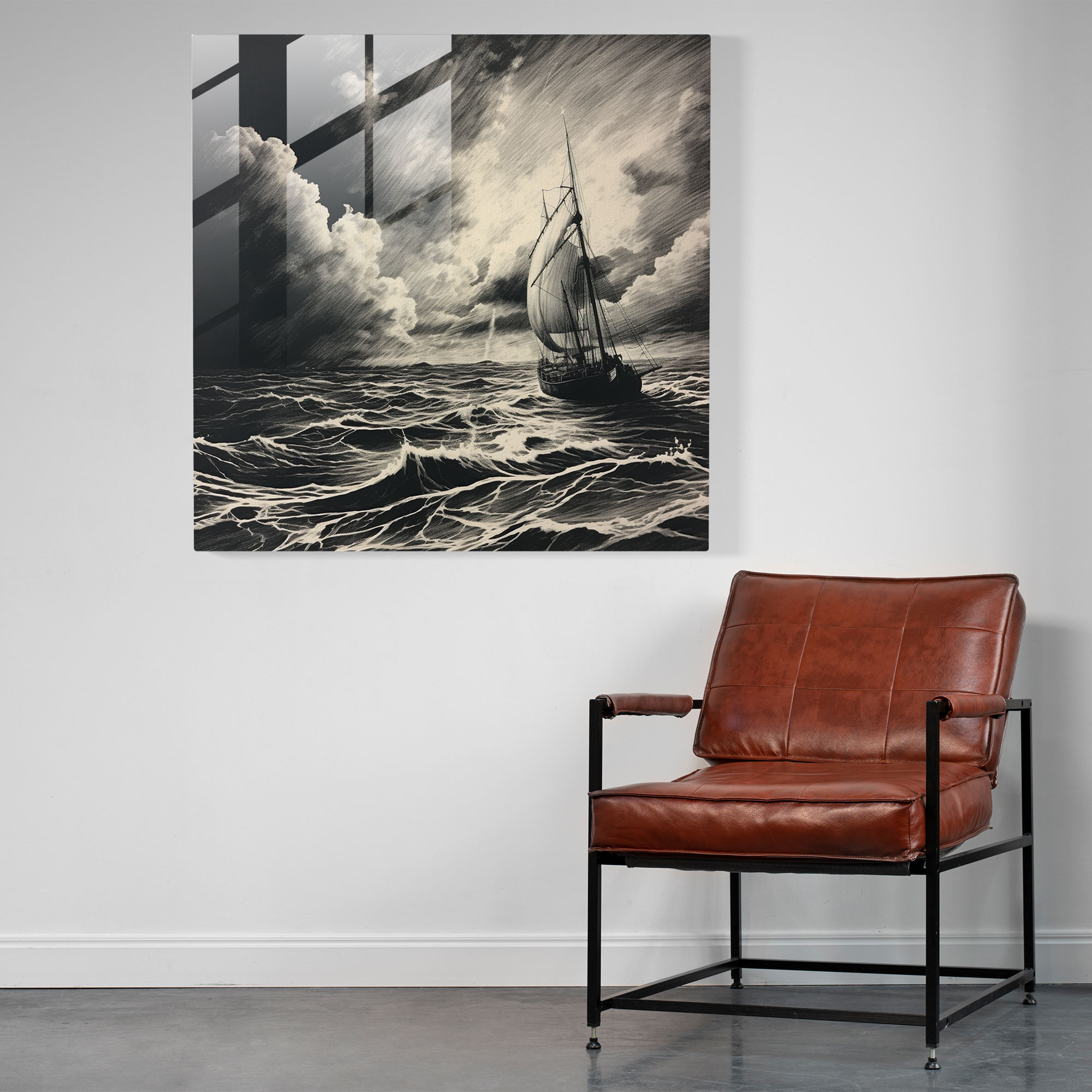 Ink Storm Sailboat Glass Print - Sailboat, Glass Art, Sailboat, Glass Wall Art