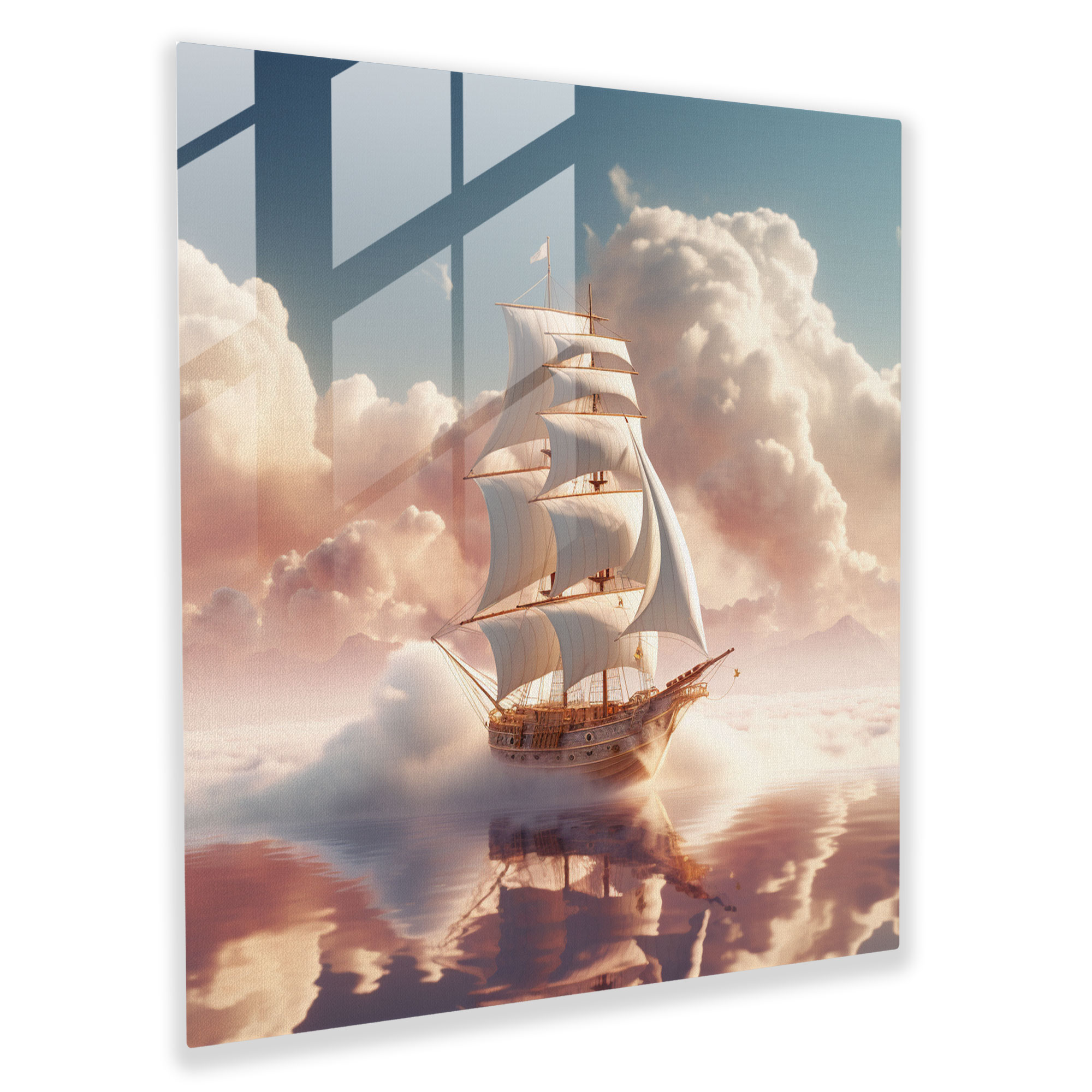 Dreamlike Sailboat Glass Print - Sailboat, Whimsical Colors, Glass Wall Art, Glass Art