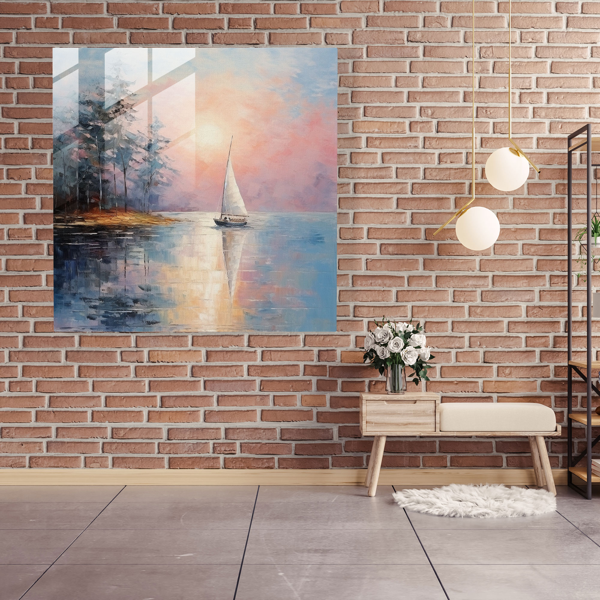 Impressionist Sailboat Glass Print - Sailboat, Modern Art, Sailboat, Glass Wall Art