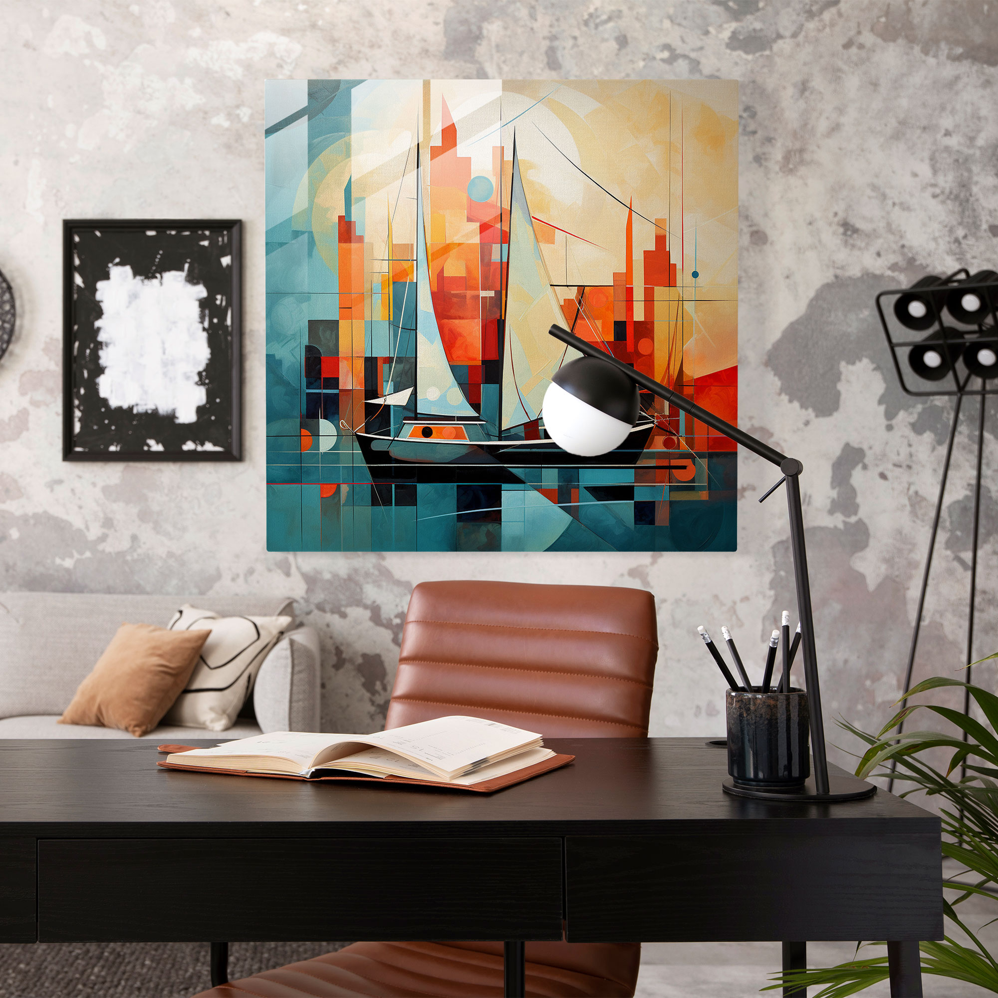 Contemporary Sailboat Glass Print - Sailboat, Wall Decoration, Glass Print, Glass Art