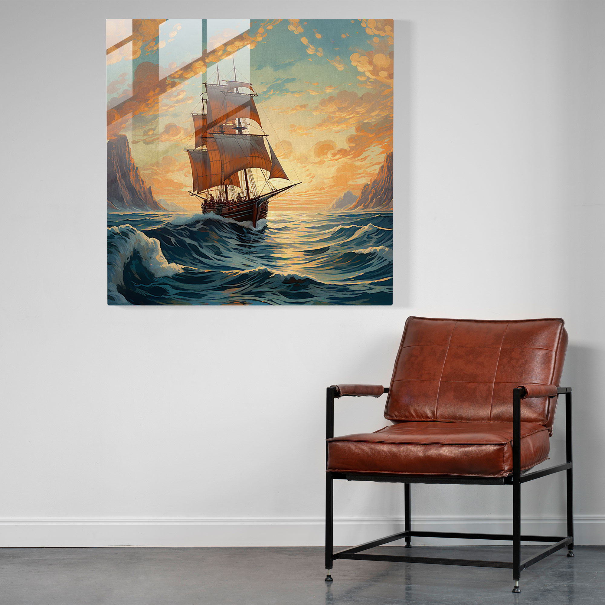 Traditional Sailboat Glass Print - Sailboat, Home Decoration, Wall Decoration, Traditional