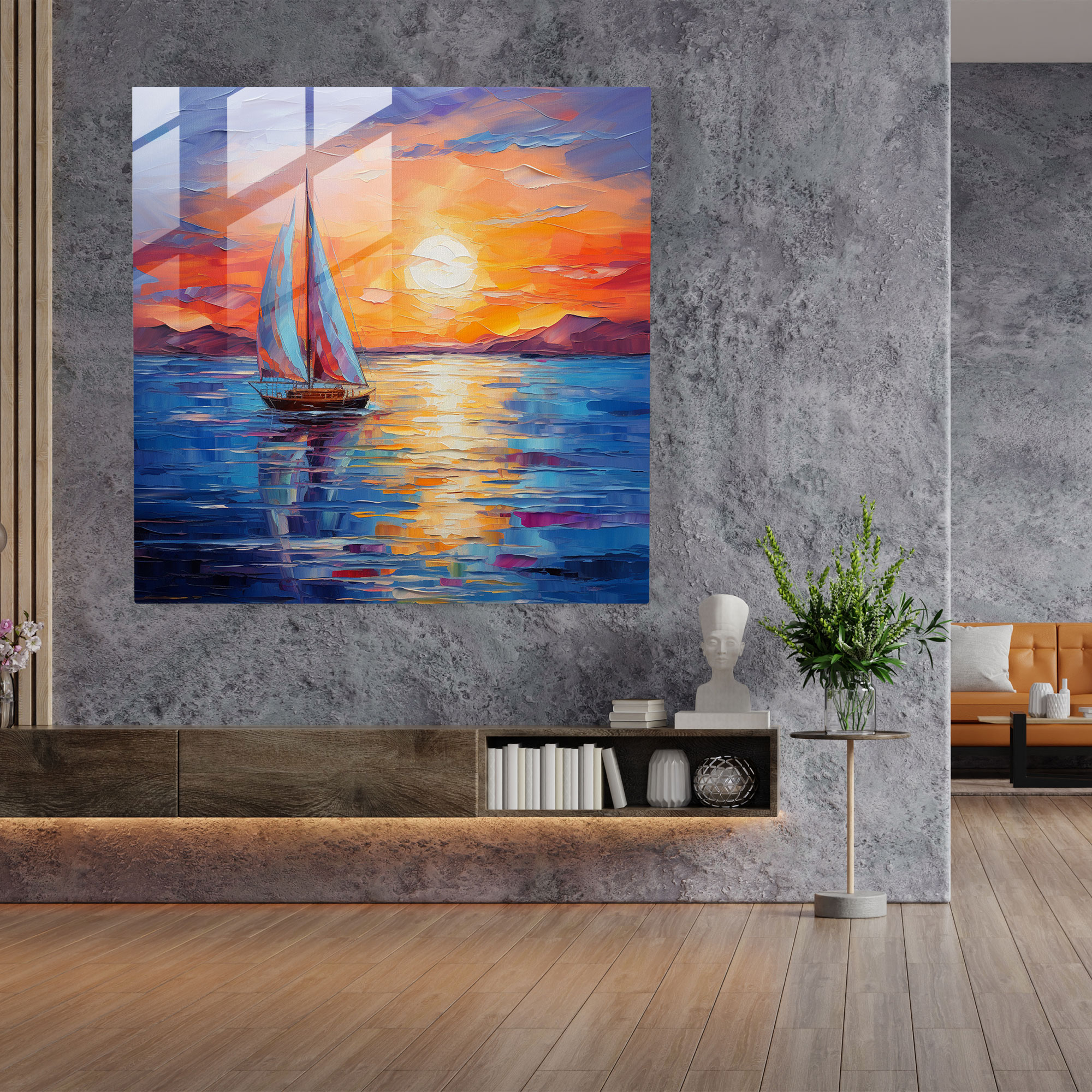 Sailboat Glass Print - Sailboat, Glass Art, Serenity, Home Decoration