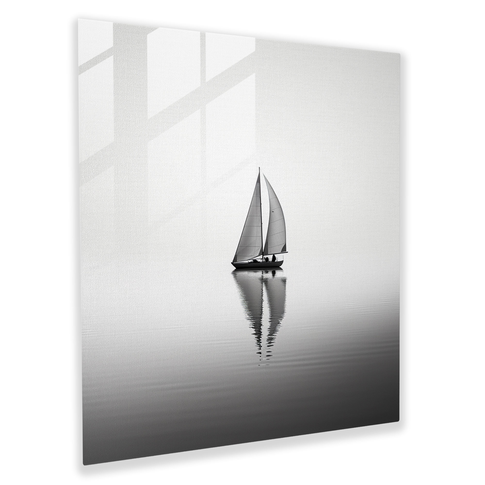 Sailboat Glass Print - Sailboat, Glass Art, Wall Decoration, Black And White
