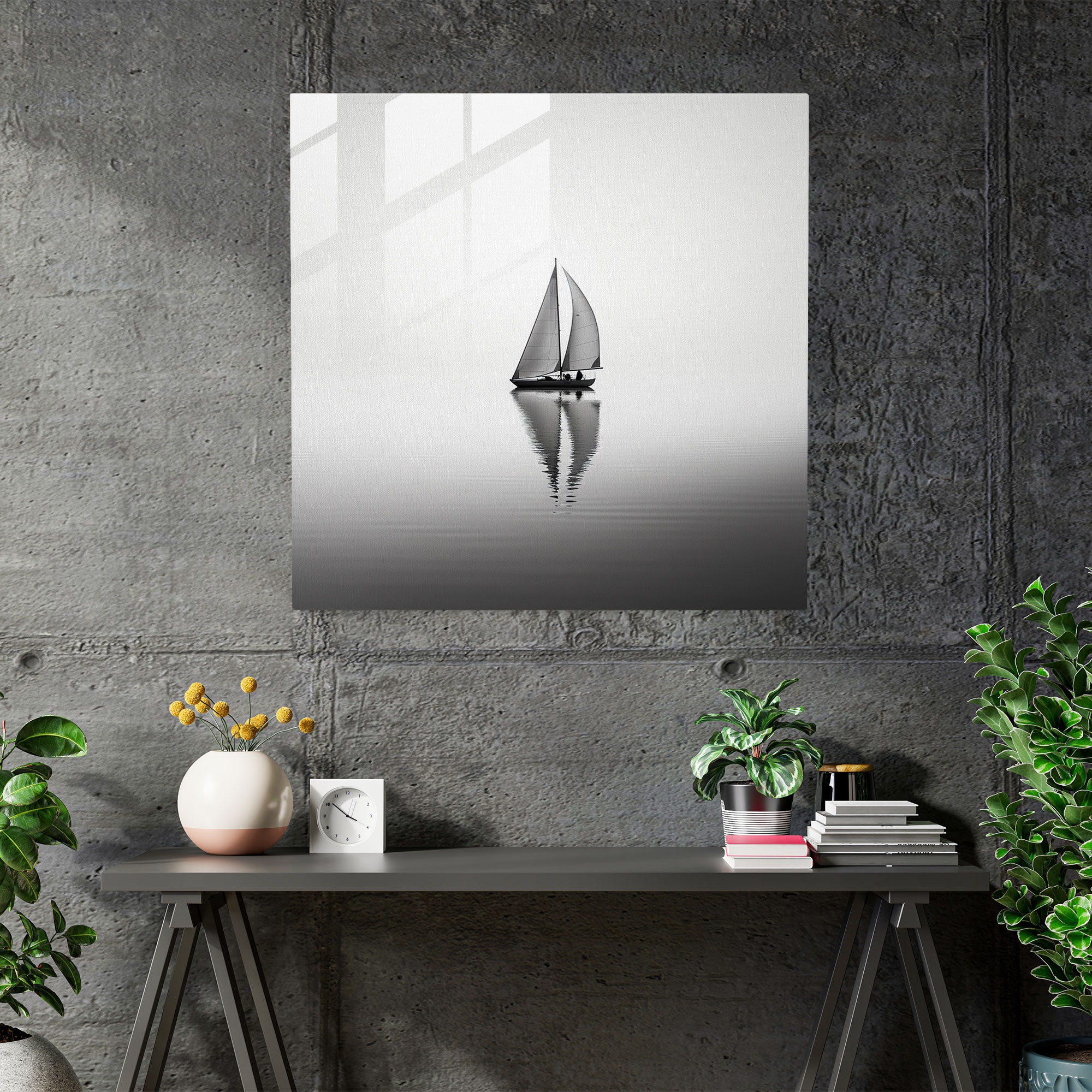 Sailboat Glass Print - Sailboat, Glass Art, Wall Decoration, Black And White