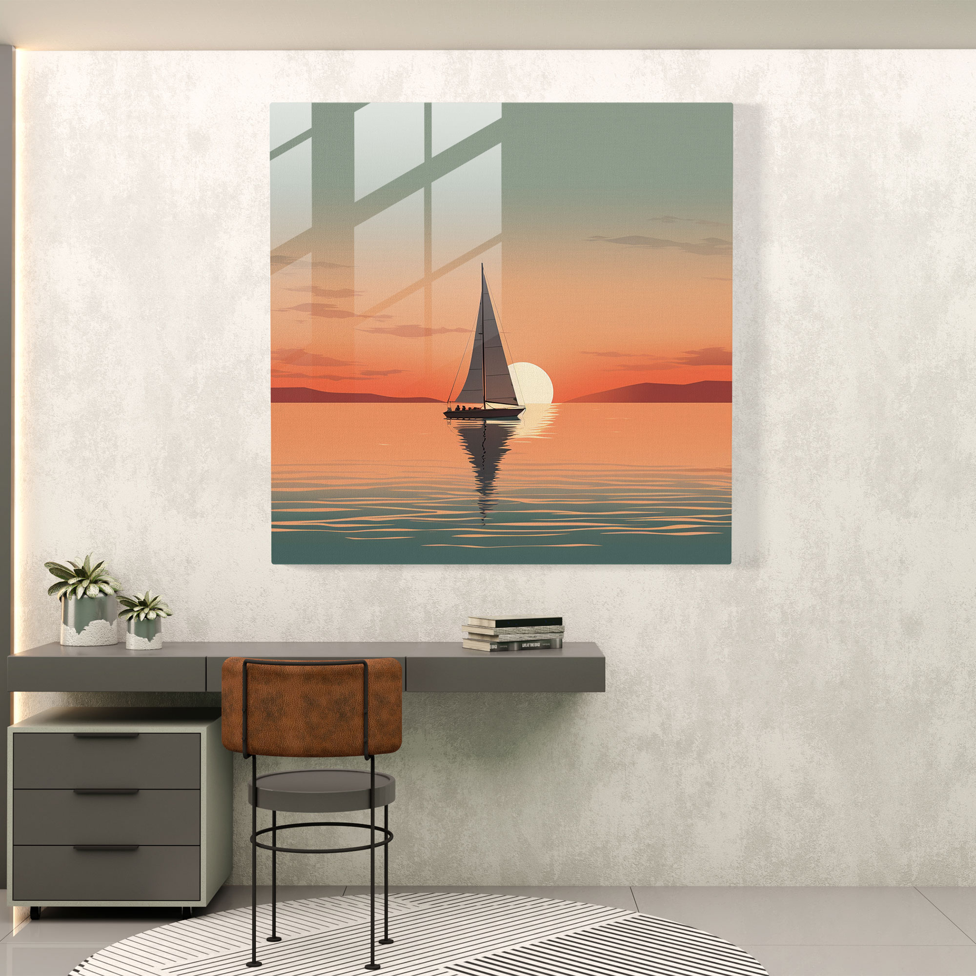 Sailboat Glass Print - Sailboat, Tranquility, Wall Decoration, Sailboat