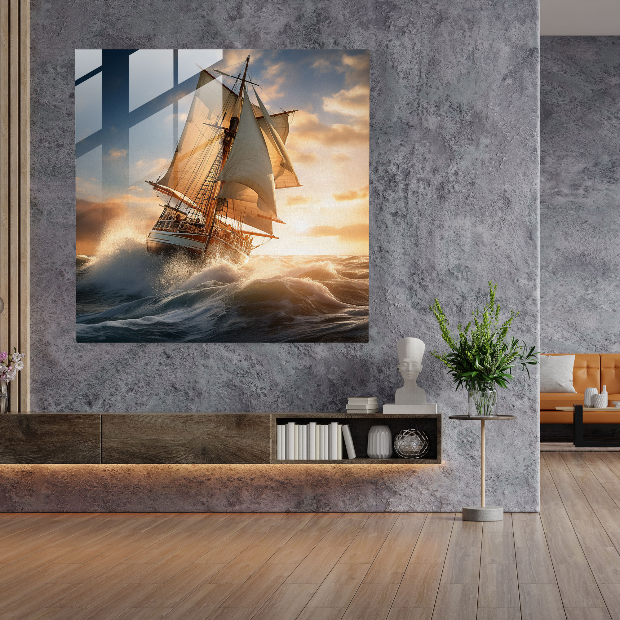 Sailboat Glass Print - Sailboat, Glass Art, Modern Art, Realistic Photograph