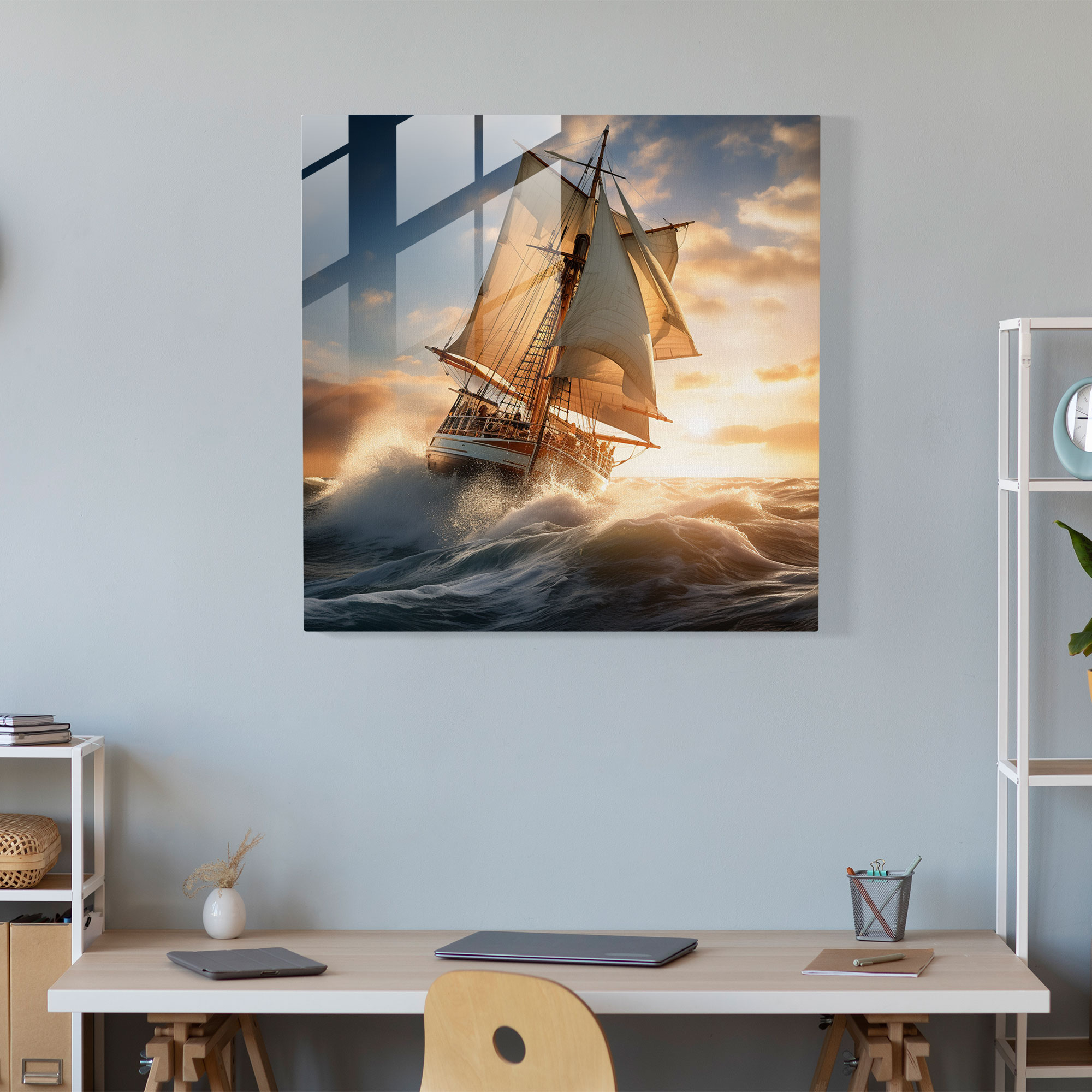 Sailboat Glass Print - Sailboat, Glass Art, Modern Art, Realistic Photograph