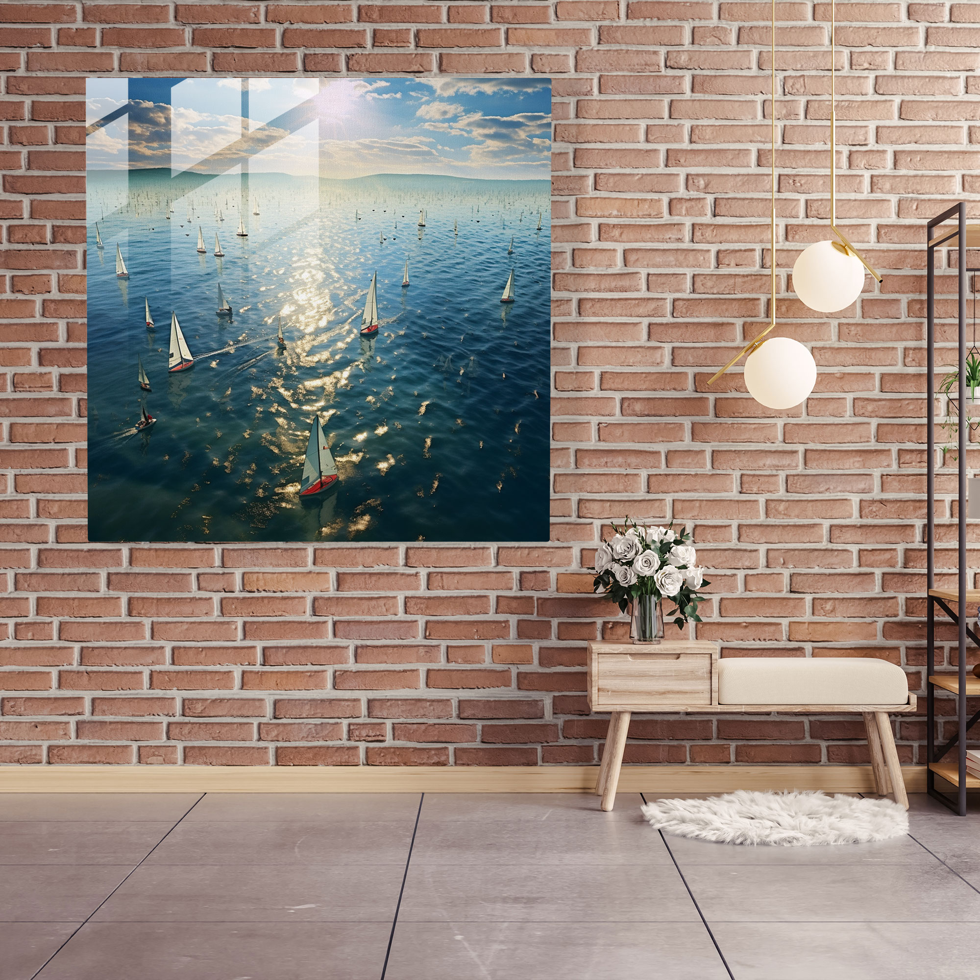 Regatta Dreams Glass Print - Sailboat, Wall Decoration, Glass Wall Art, Awe-Inspiring