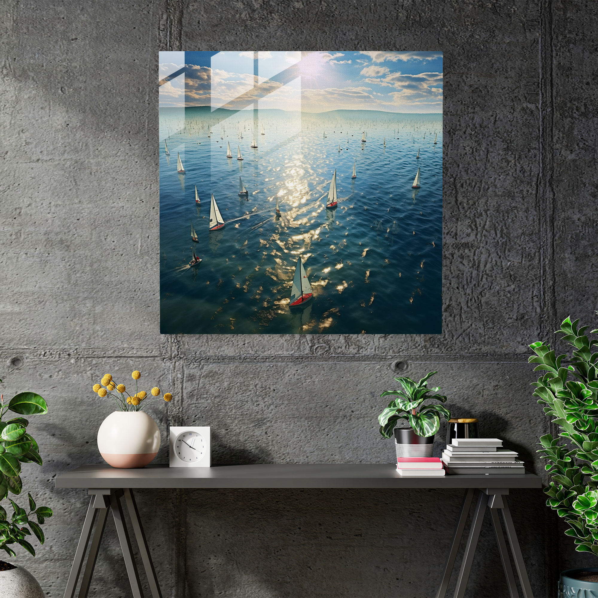 Regatta Dreams Glass Print - Sailboat, Wall Decoration, Glass Wall Art, Awe-Inspiring