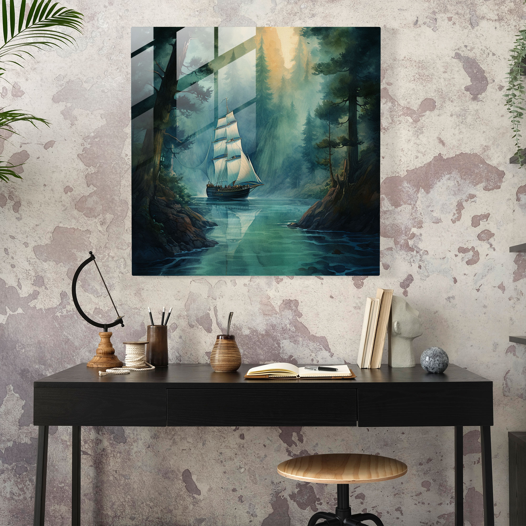 Mystical Journey Glass Print - Sailboat, Sailboat, Glass Art, Enchanting