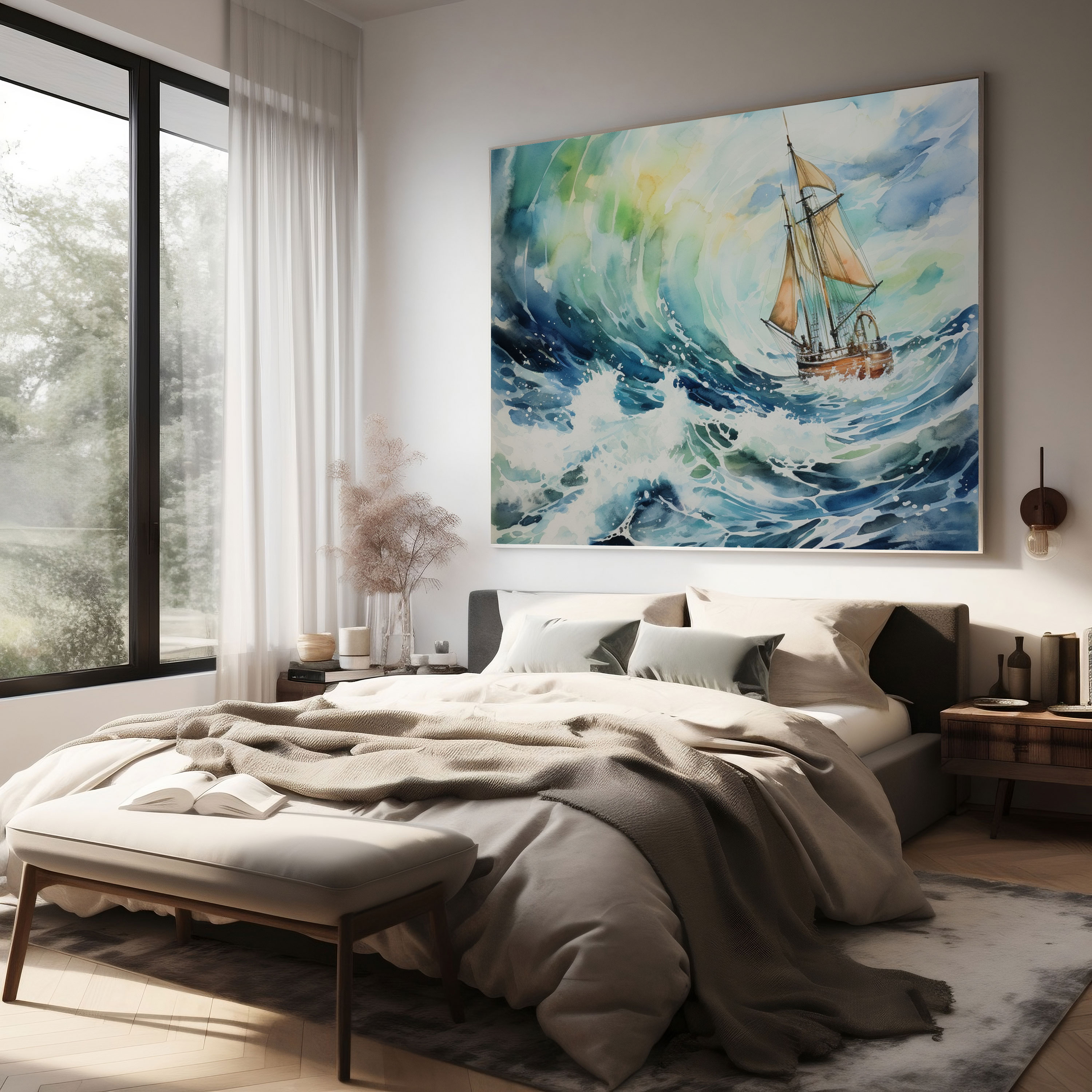 Sailboat Canvas Print - Sailboat, Vibrant Colors, Canvas Wall Art, Sailboat