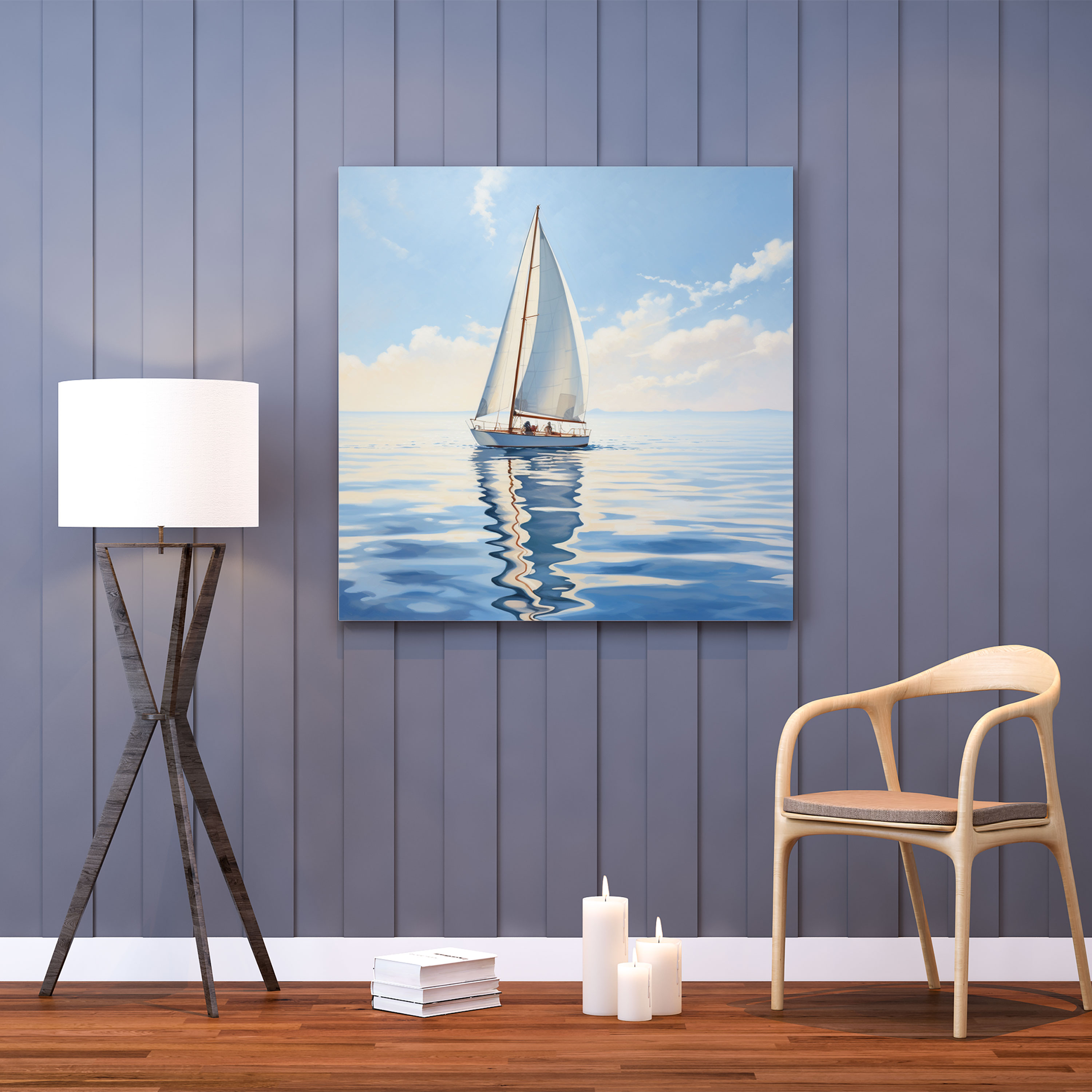 Sailboat Wall Art - Sailboat, Calm Ocean, Wall Decoration, Wall Art