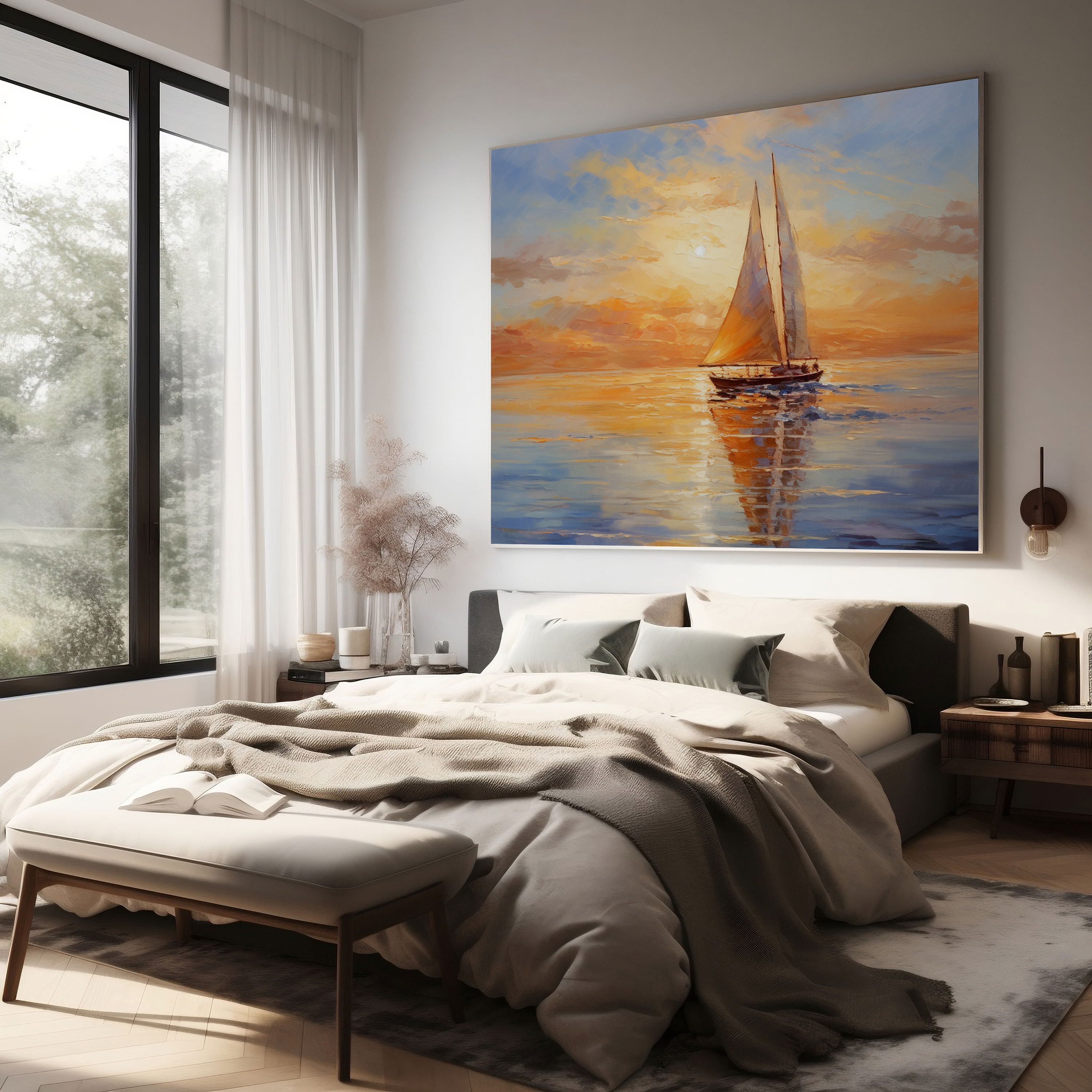 Sailboat Canvas Print - Sailboat, Wall Art, Maritime Theme, Wall Decoration