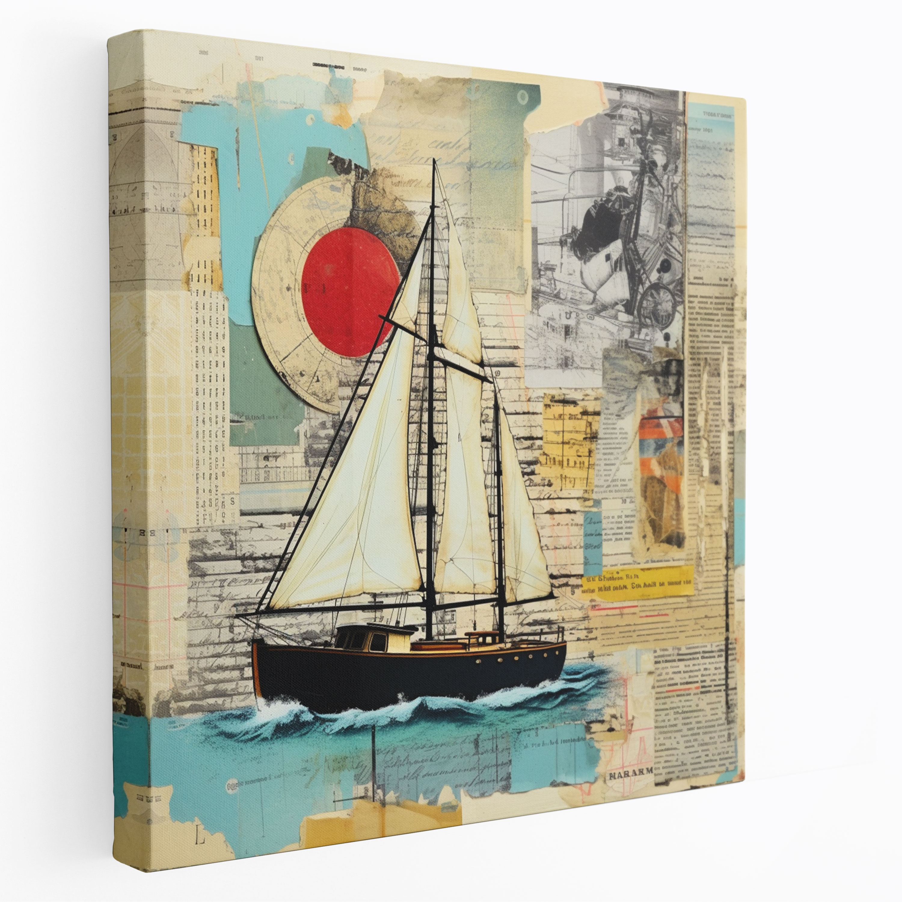 Sailboat Wall Decoration - Sailboat, Sailboat, Collage, Vintage Aesthetics